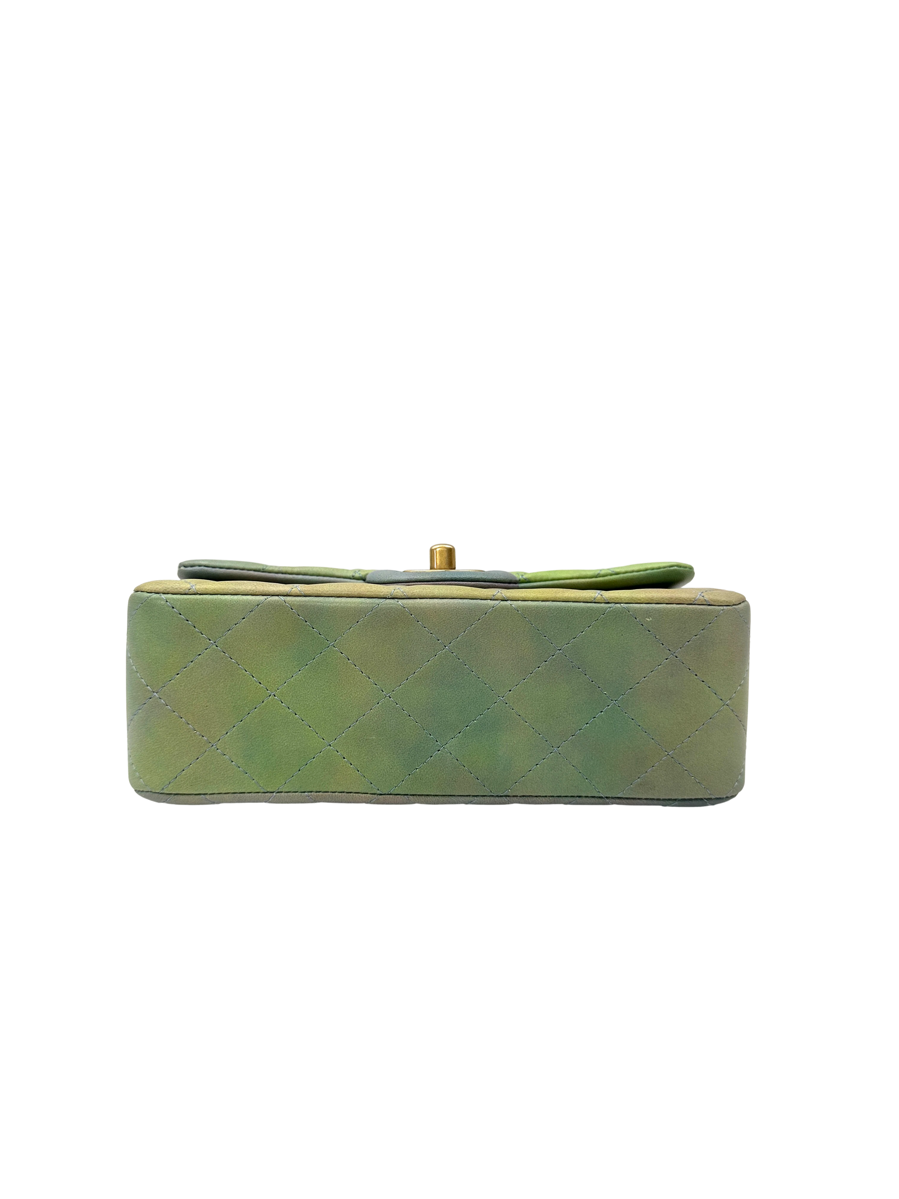 Chanel Iridescent Ombre Green Quilted Leather Top Handle Flap Bag(T2***58) IRIS267