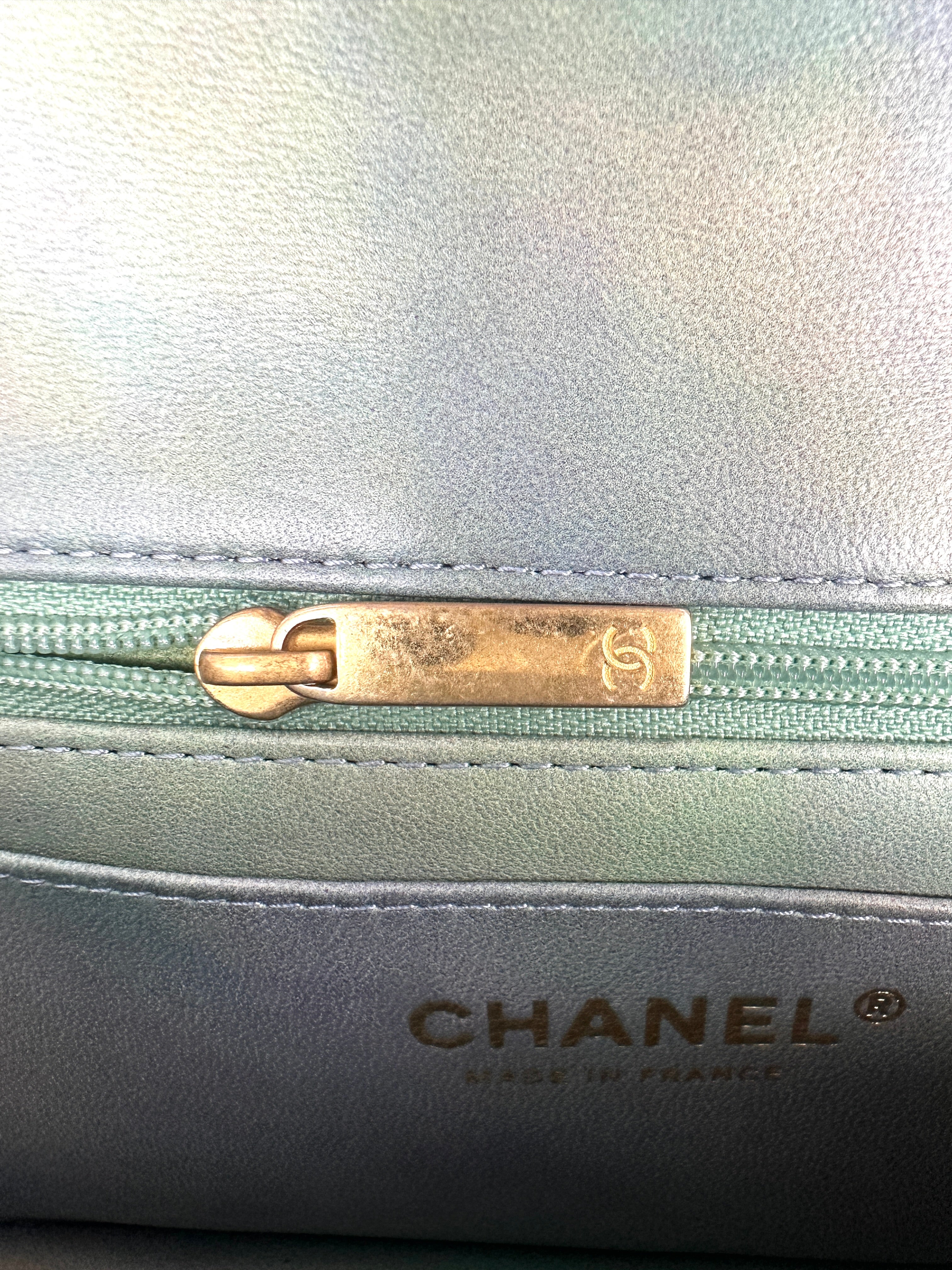 Chanel Iridescent Ombre Green Quilted Leather Top Handle Flap Bag(T2***58) IRIS267