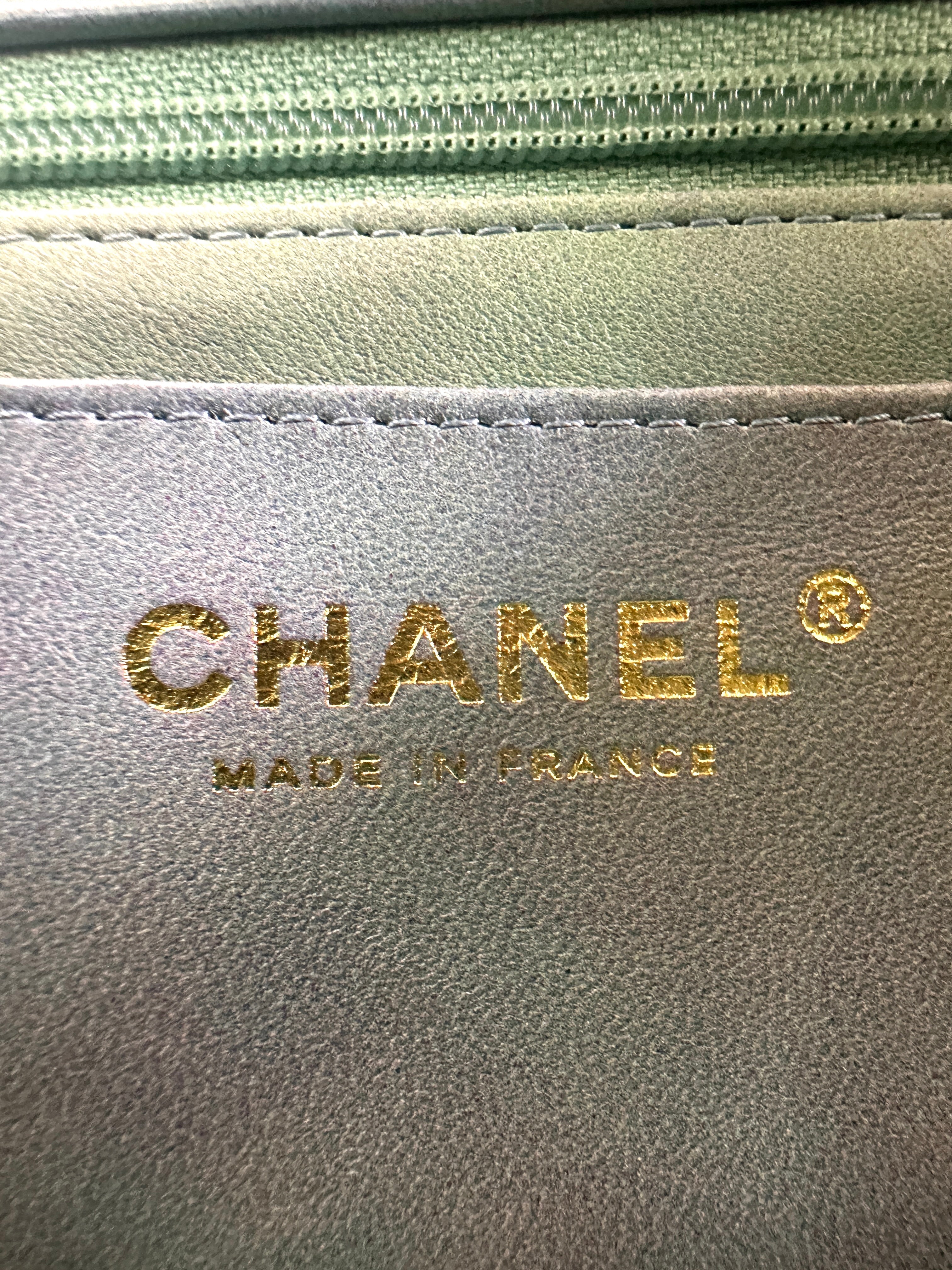 Chanel Iridescent Ombre Green Quilted Leather Top Handle Flap Bag(T2***58) IRIS267