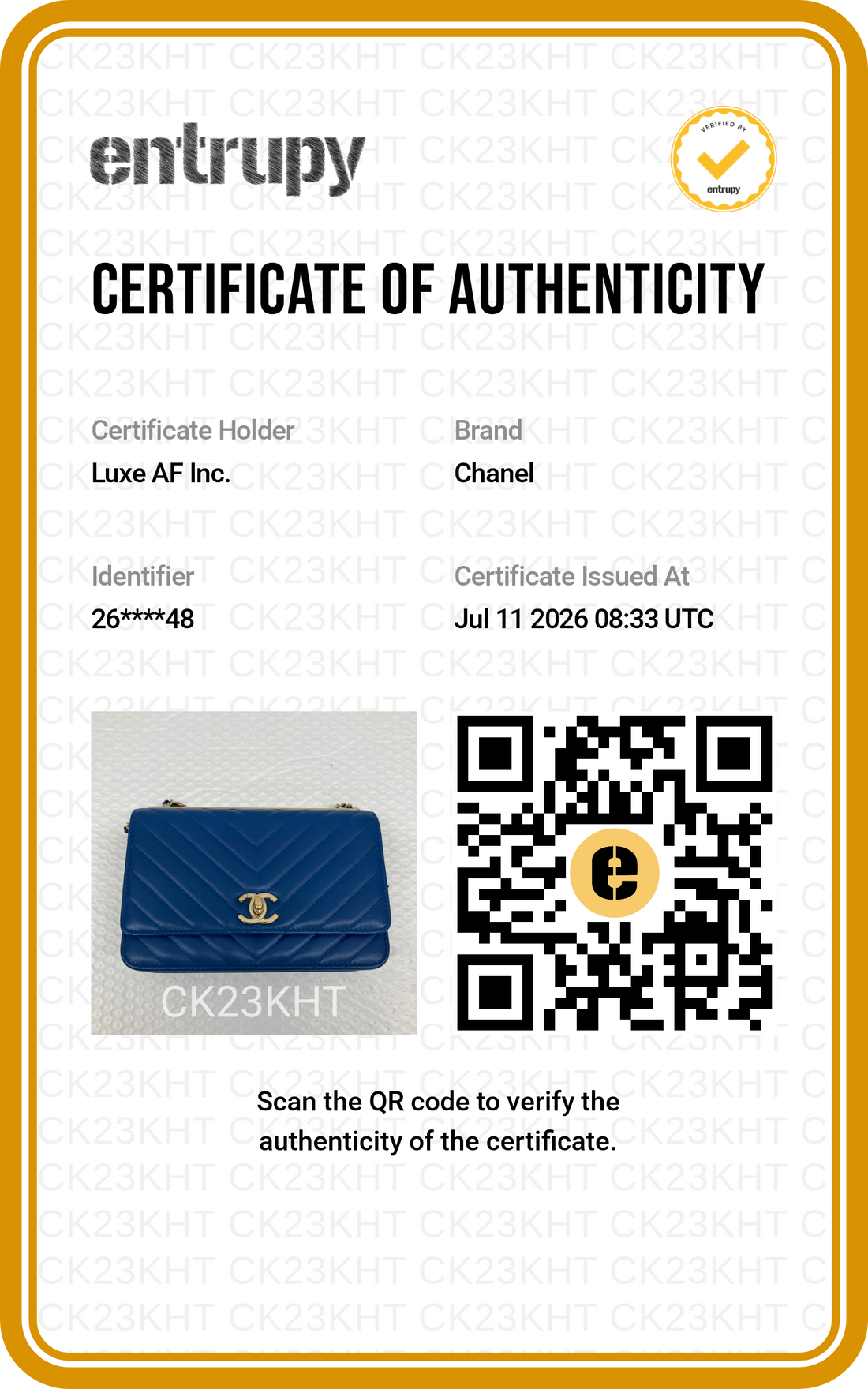 Chanel Trendy CC Blue Chevron Quilted Leather Wallet On Chain(26***48) CC2538