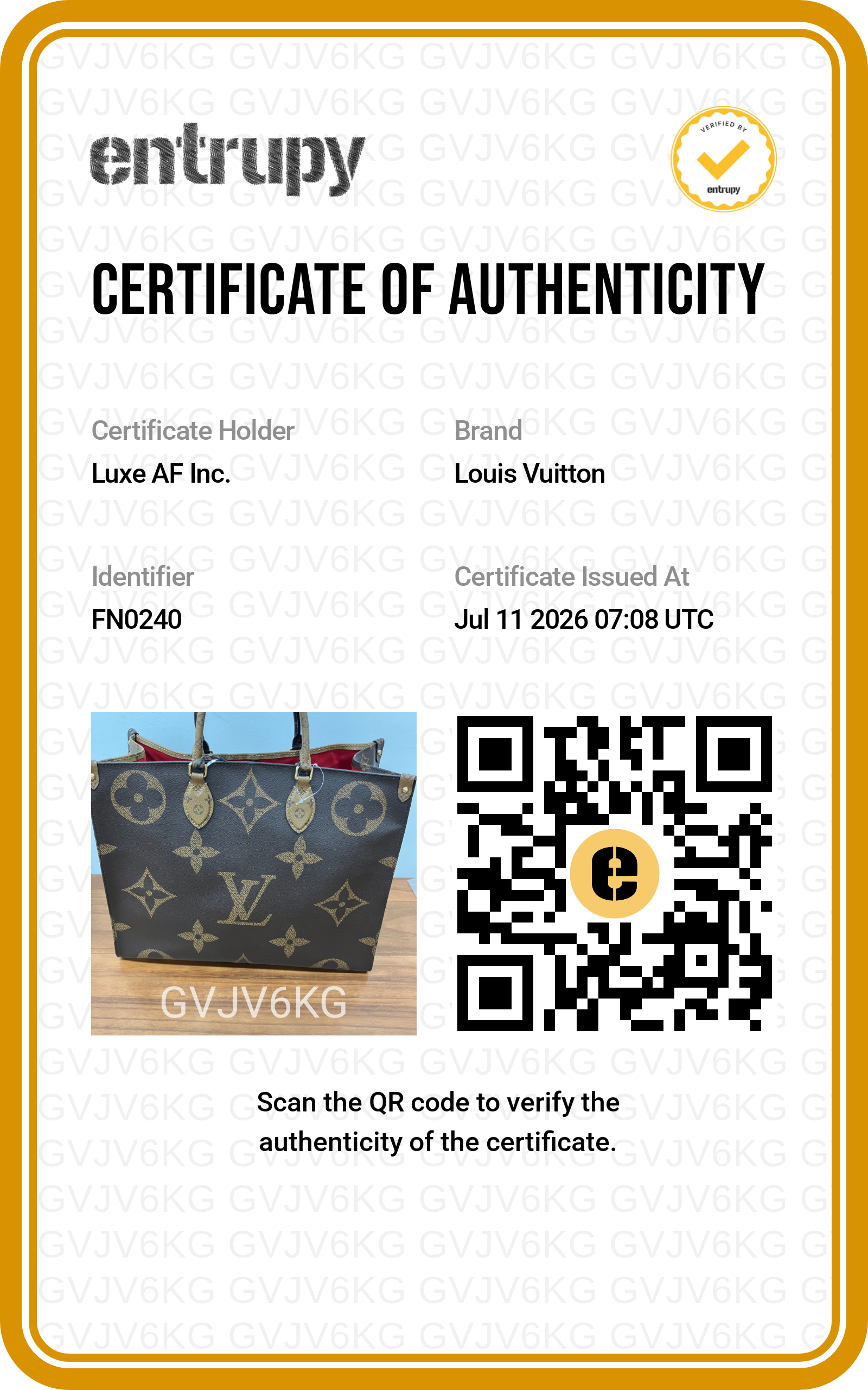 Louis Vuitton Onthego GM Monogram Canvas Handle Bag LV3362