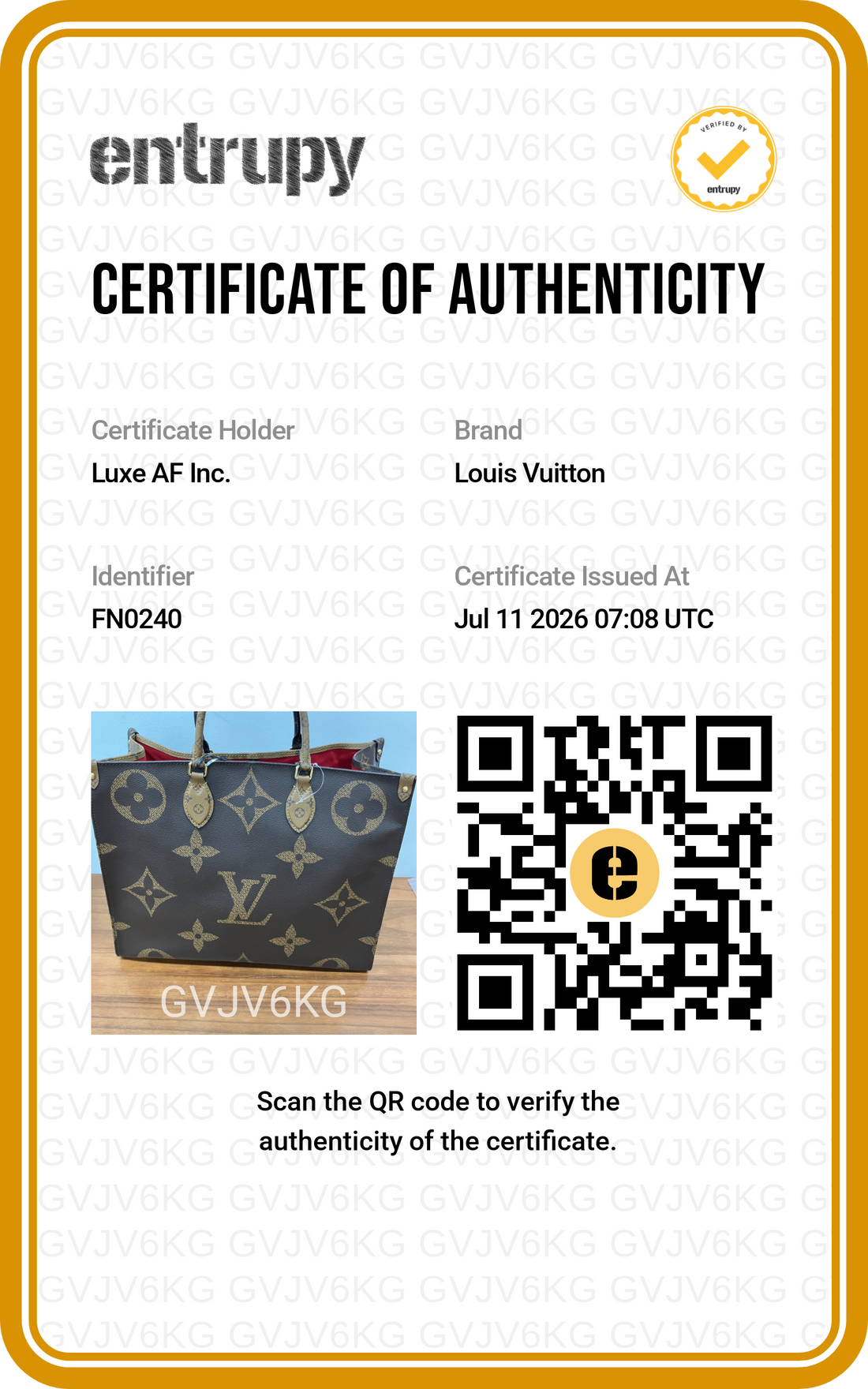 Louis Vuitton Onthego GM Monogram Canvas Handle Bag LV3362