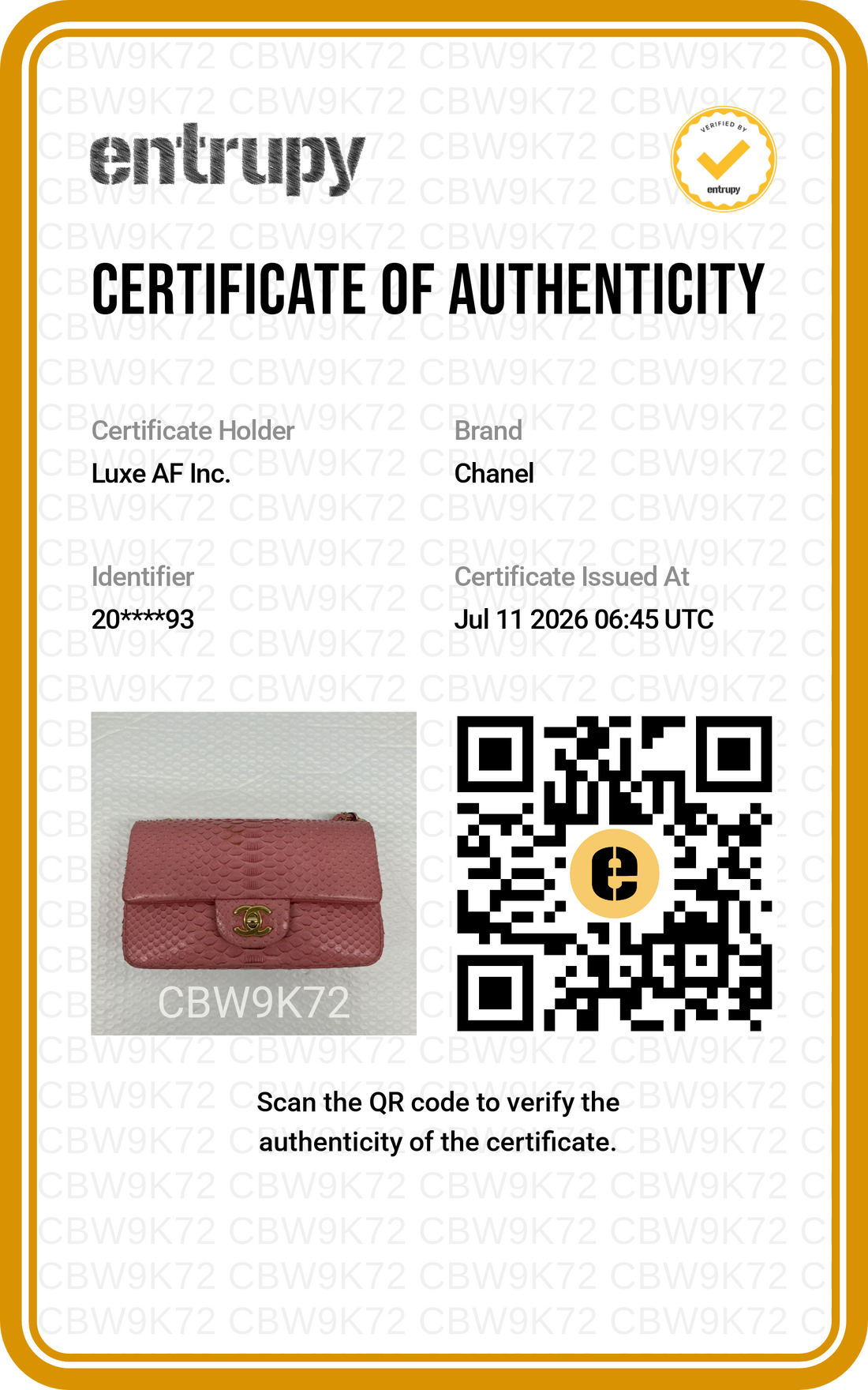 Chanel Classic Flap Pink Python Leather Mini Shoulder Bag(20***93) CC2537
