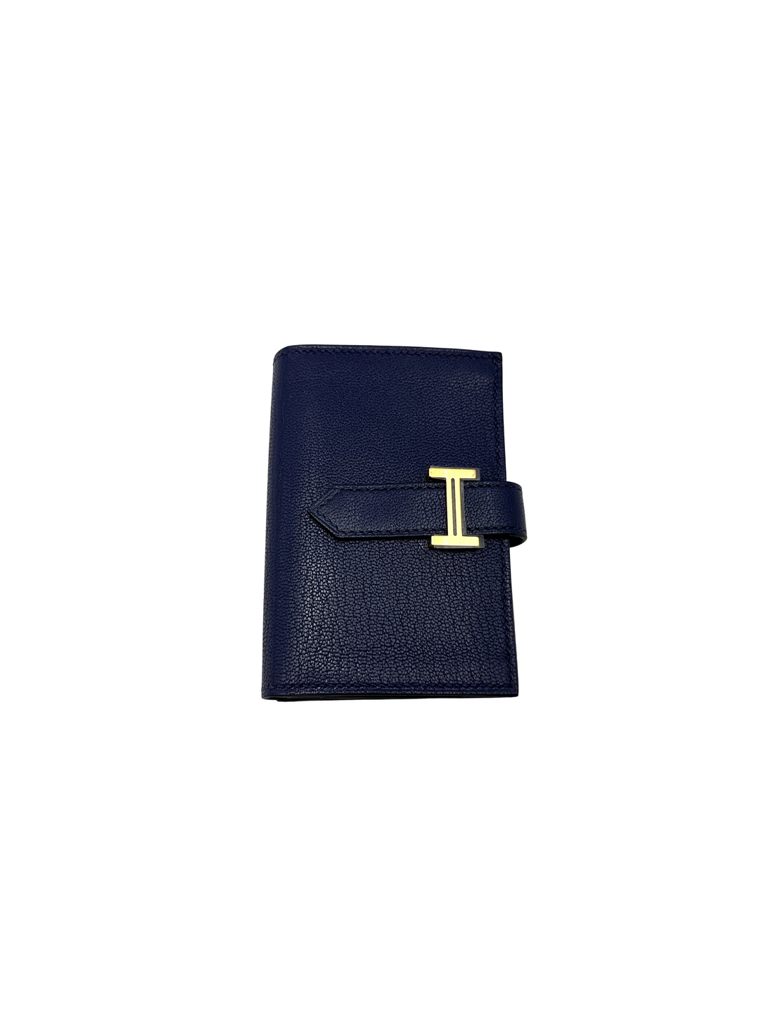 Hermes Bearn Compact Navy Leather Wallet HR176