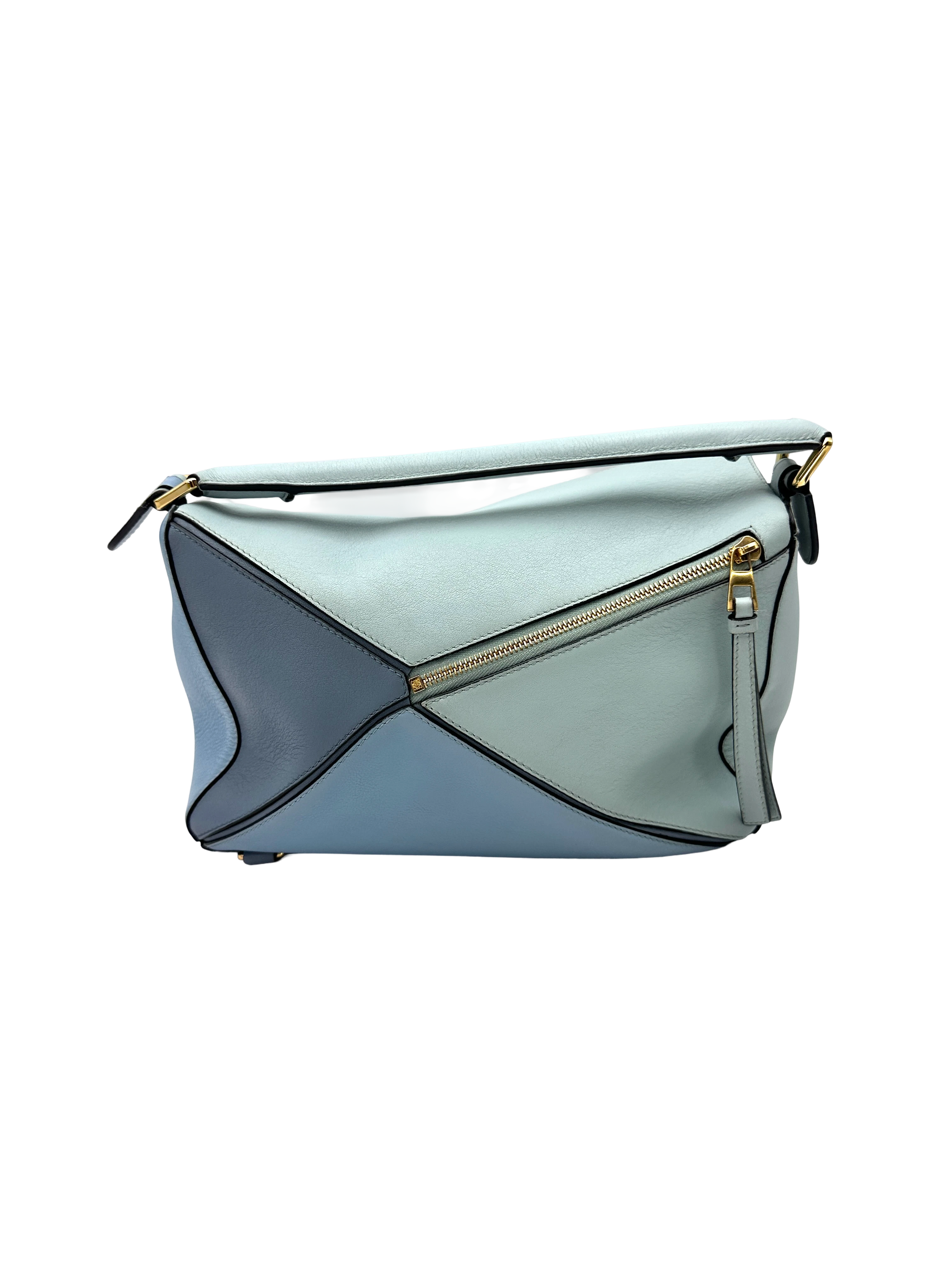 Loewe Puzzle Blue Leather Medium Size Shoulder Bag LW100