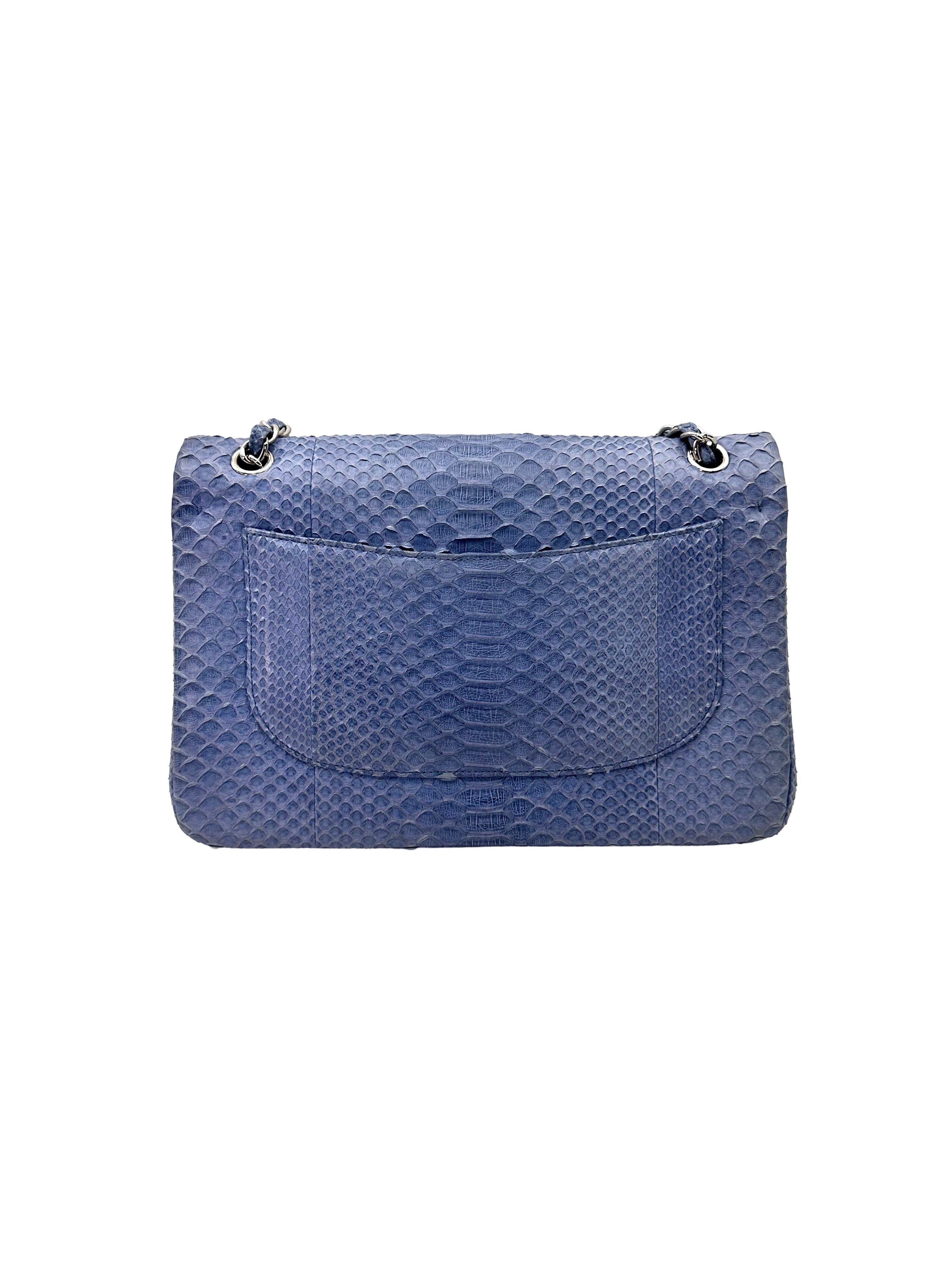 Chanel Classic Flap Blue Python Leather Jumbo Shoulder Bag(18***45) CC2553