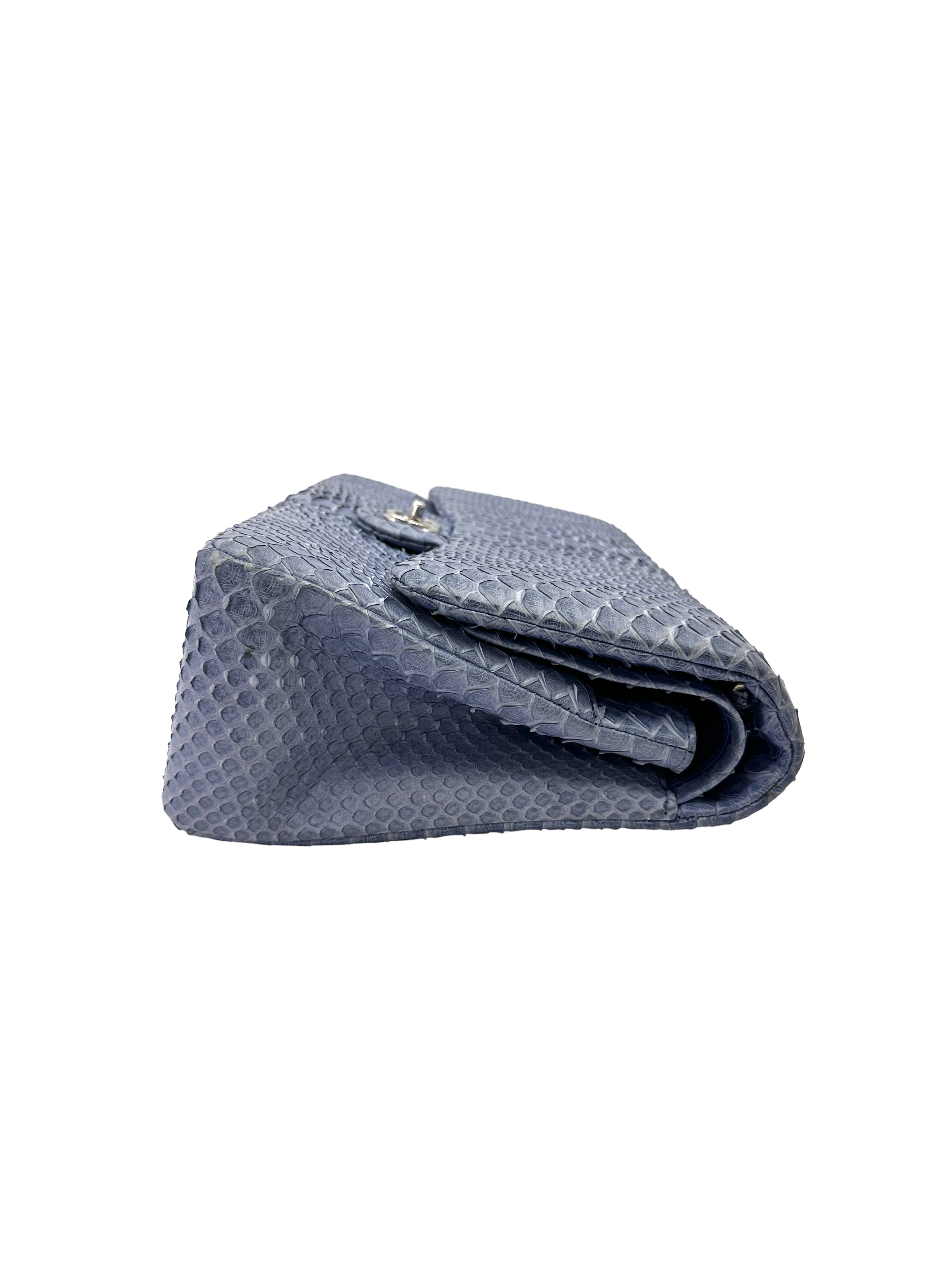 Chanel Classic Flap Blue Python Leather Jumbo Shoulder Bag(18***45) CC2553