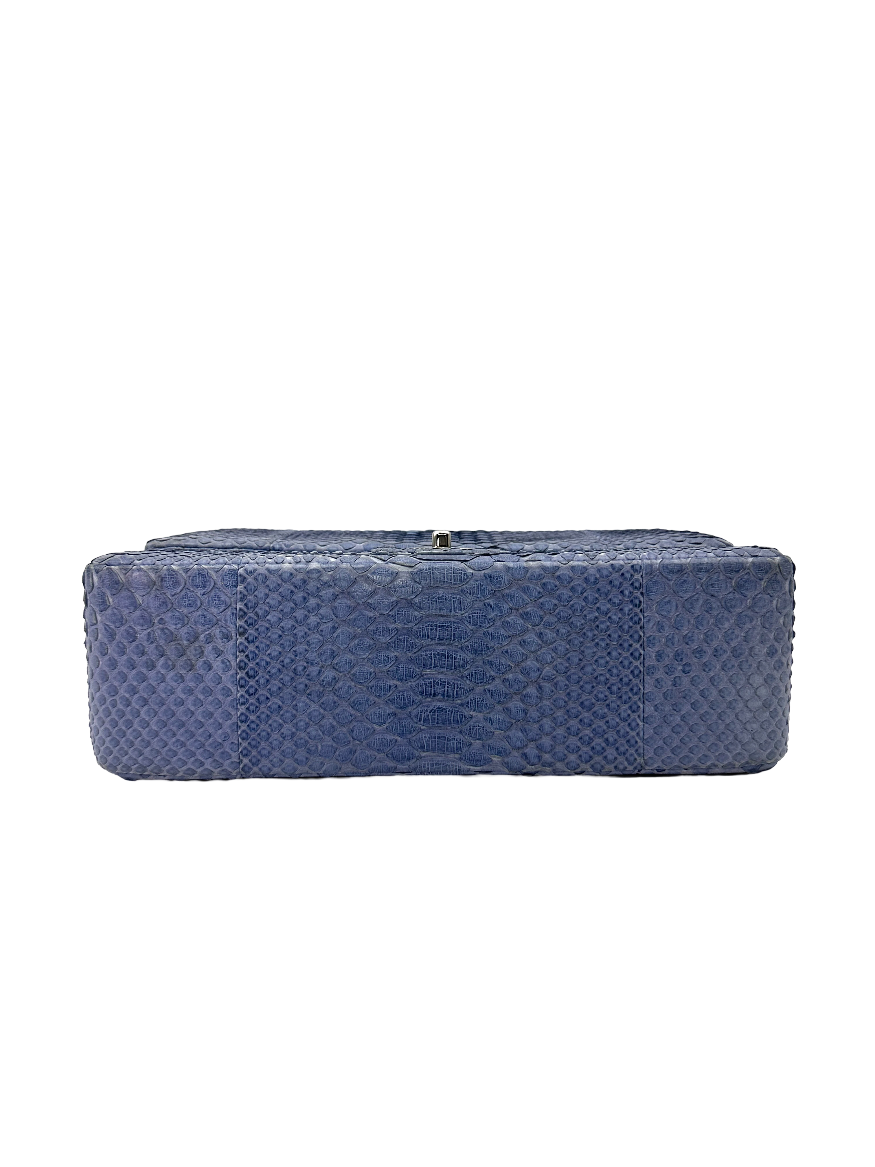Chanel Classic Flap Blue Python Leather Jumbo Shoulder Bag(18***45) CC2553