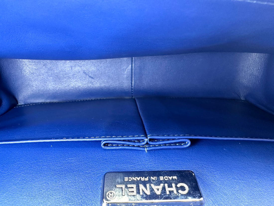 Chanel Classic Flap Blue Python Leather Jumbo Shoulder Bag(18***45) CC2553