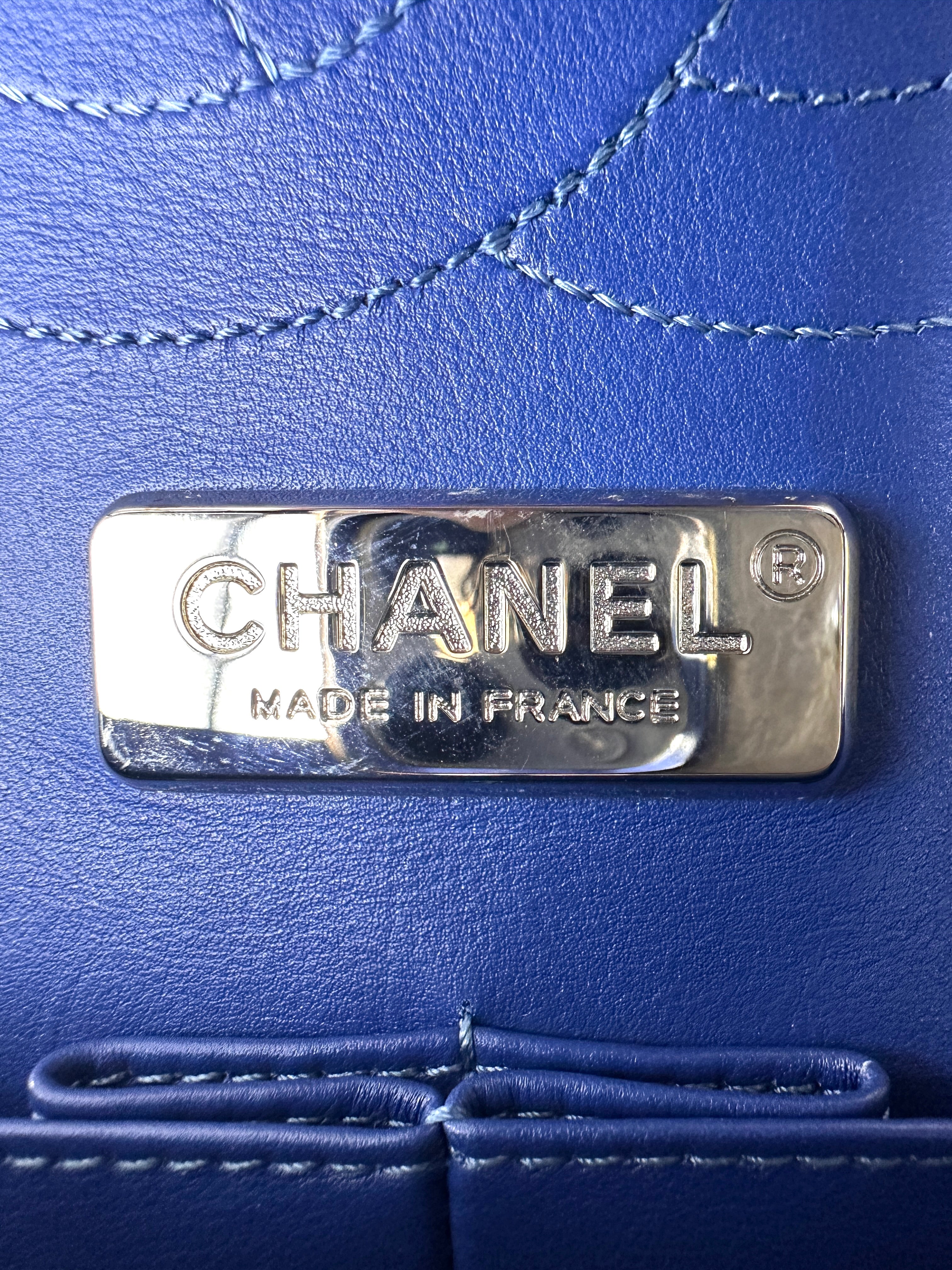Chanel Classic Flap Blue Python Leather Jumbo Shoulder Bag(18***45) CC2553