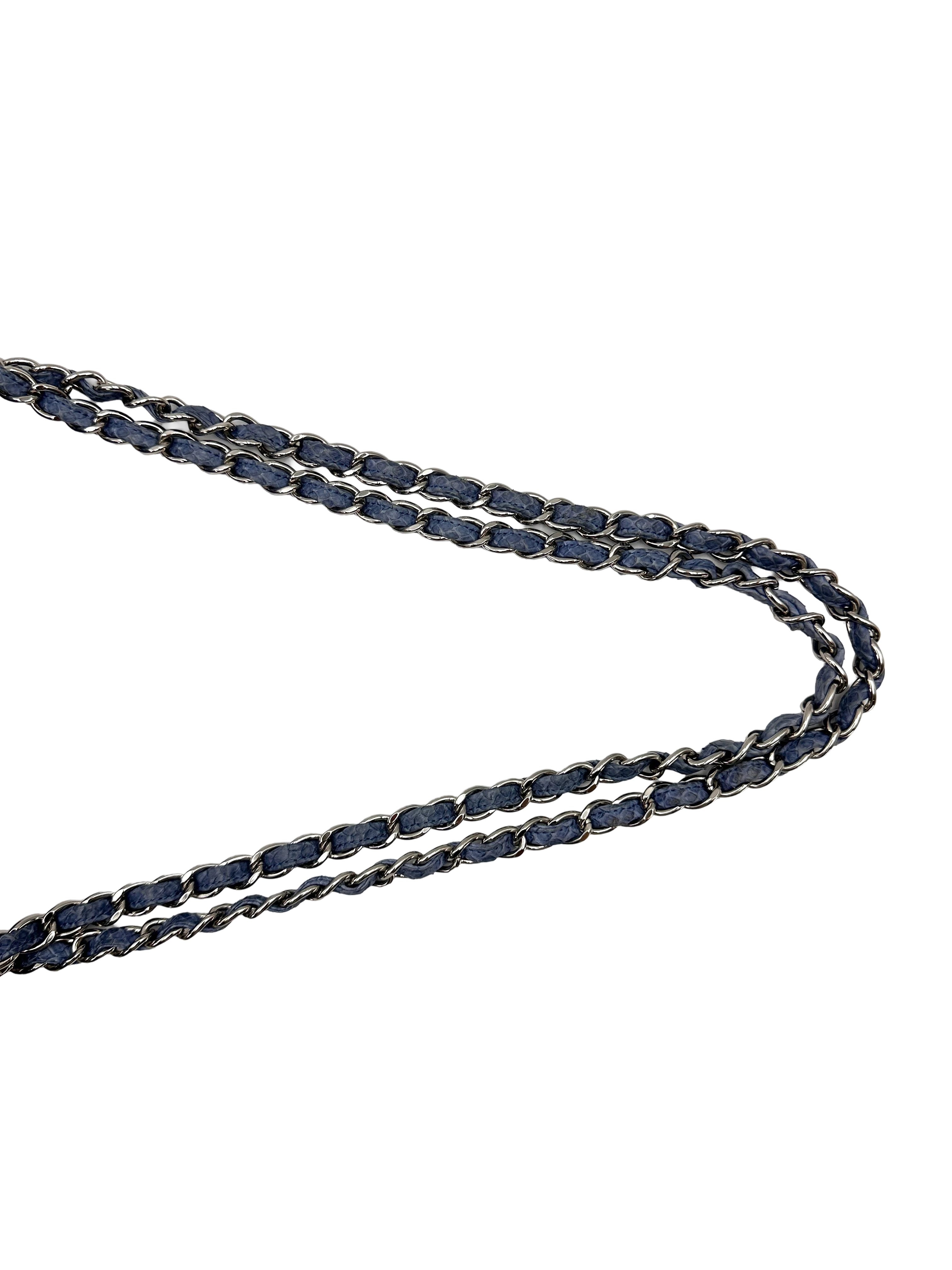 Chanel Classic Flap Blue Python Leather Jumbo Shoulder Bag(18***45) CC2553