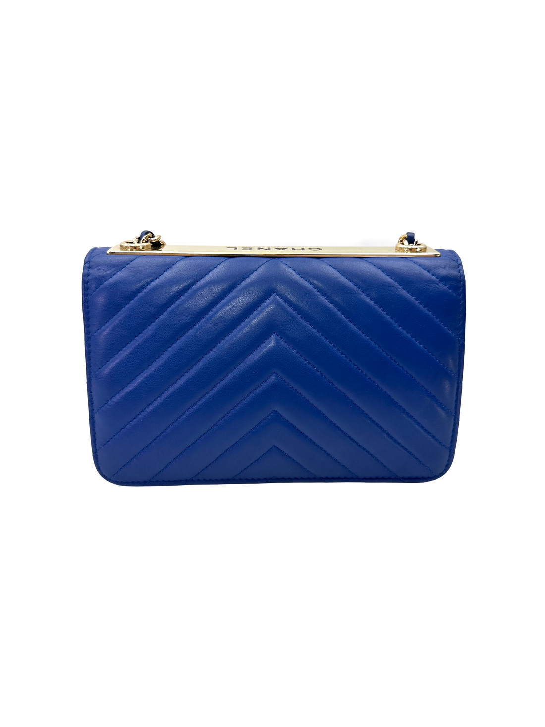 Chanel Trendy CC Blue Chevron Quilted Leather Wallet On Chain(26***48) CC2538
