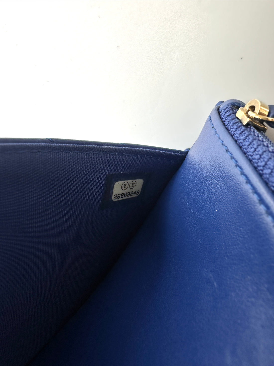 Chanel Trendy CC Blue Chevron Quilted Leather Wallet On Chain(26***48) CC2538