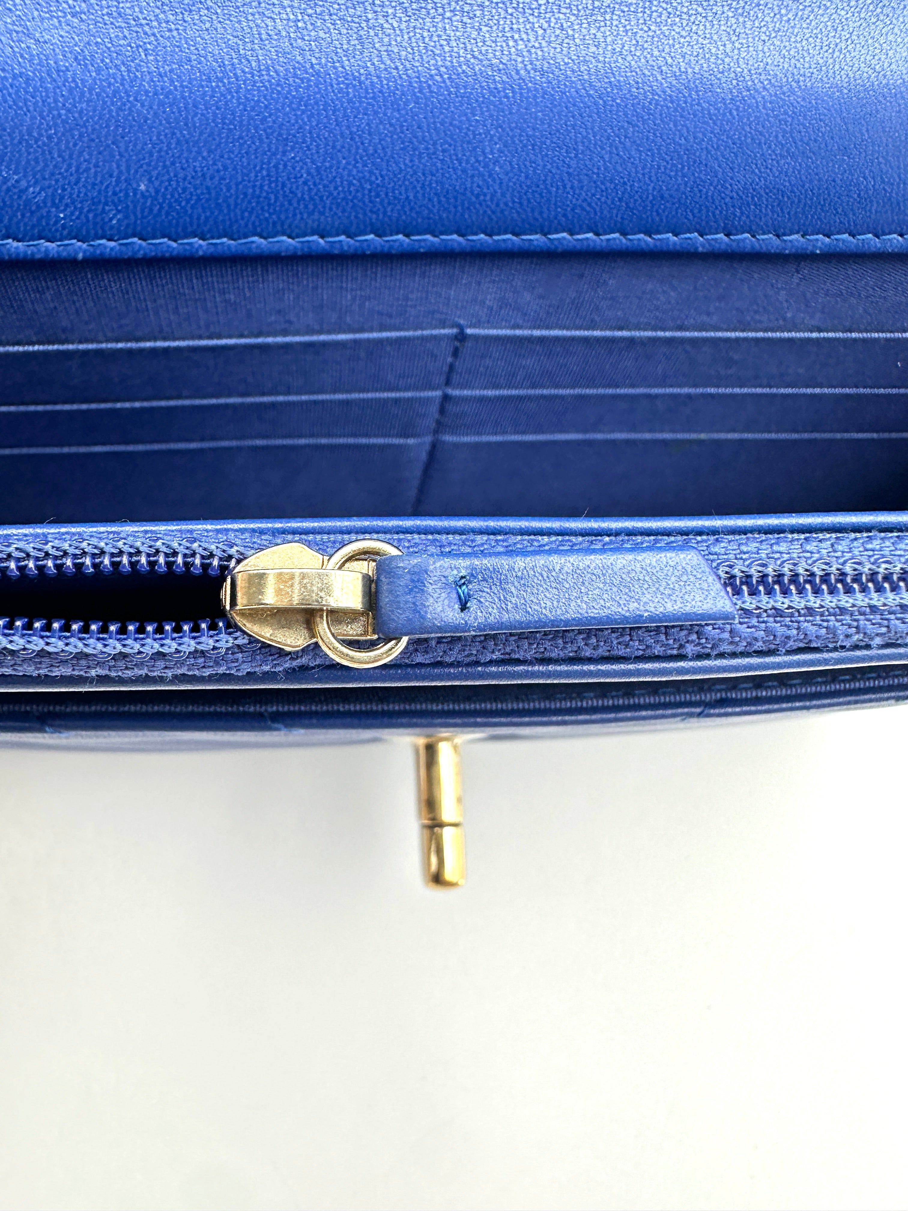 Chanel Trendy CC Blue Chevron Quilted Leather Wallet On Chain(26***48) CC2538
