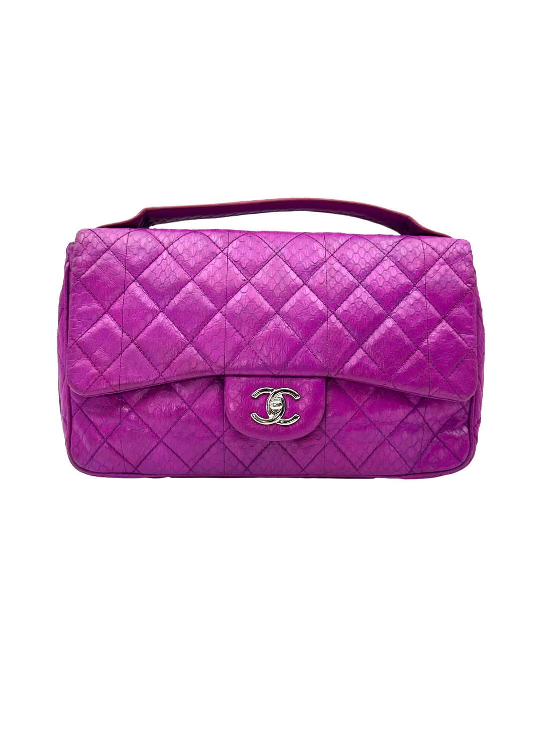 Chanel Classic Flap Purple Python Leather Top Handle Shoulder Bag(20***31) CC2554