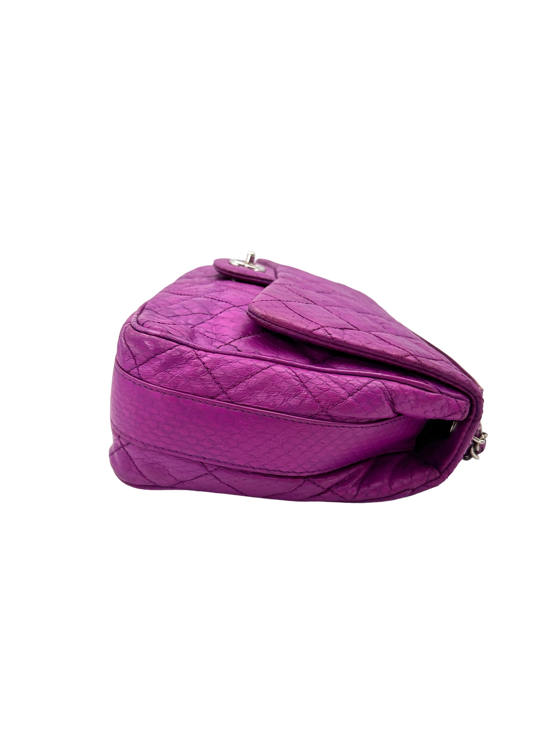 Chanel Classic Flap Purple Python Leather Top Handle Shoulder Bag(20***31) CC2554