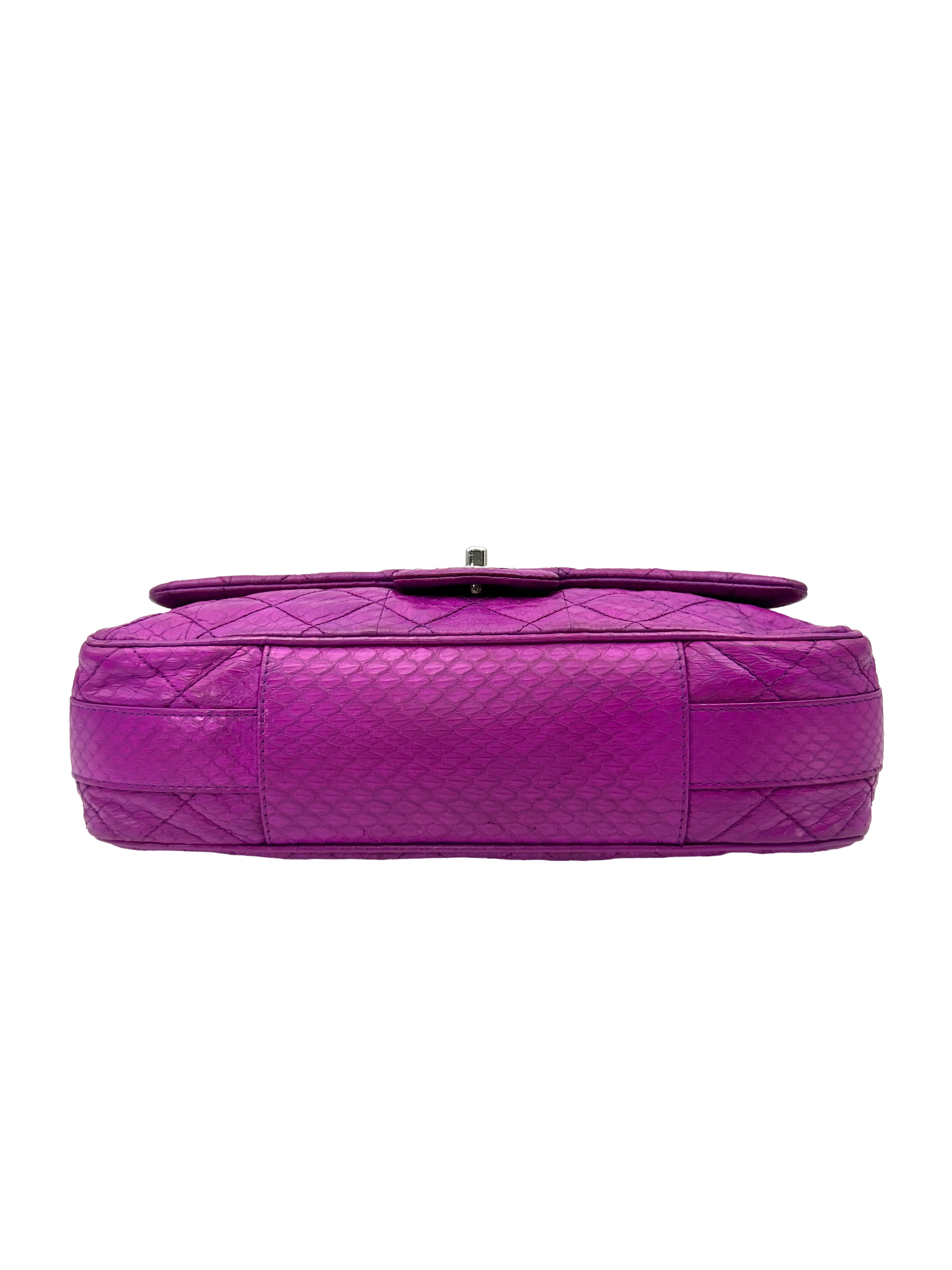 Chanel Classic Flap Purple Python Leather Top Handle Shoulder Bag(20***31) CC2554