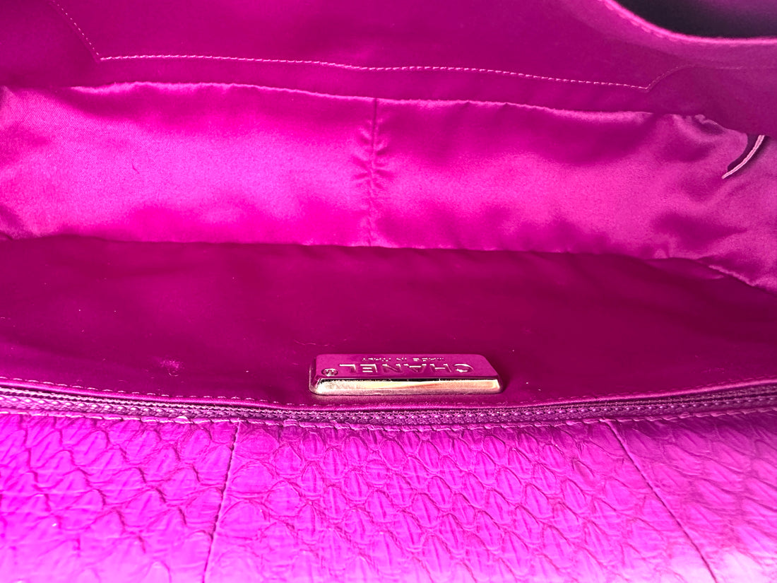 Chanel Classic Flap Purple Python Leather Top Handle Shoulder Bag(20***31) CC2554