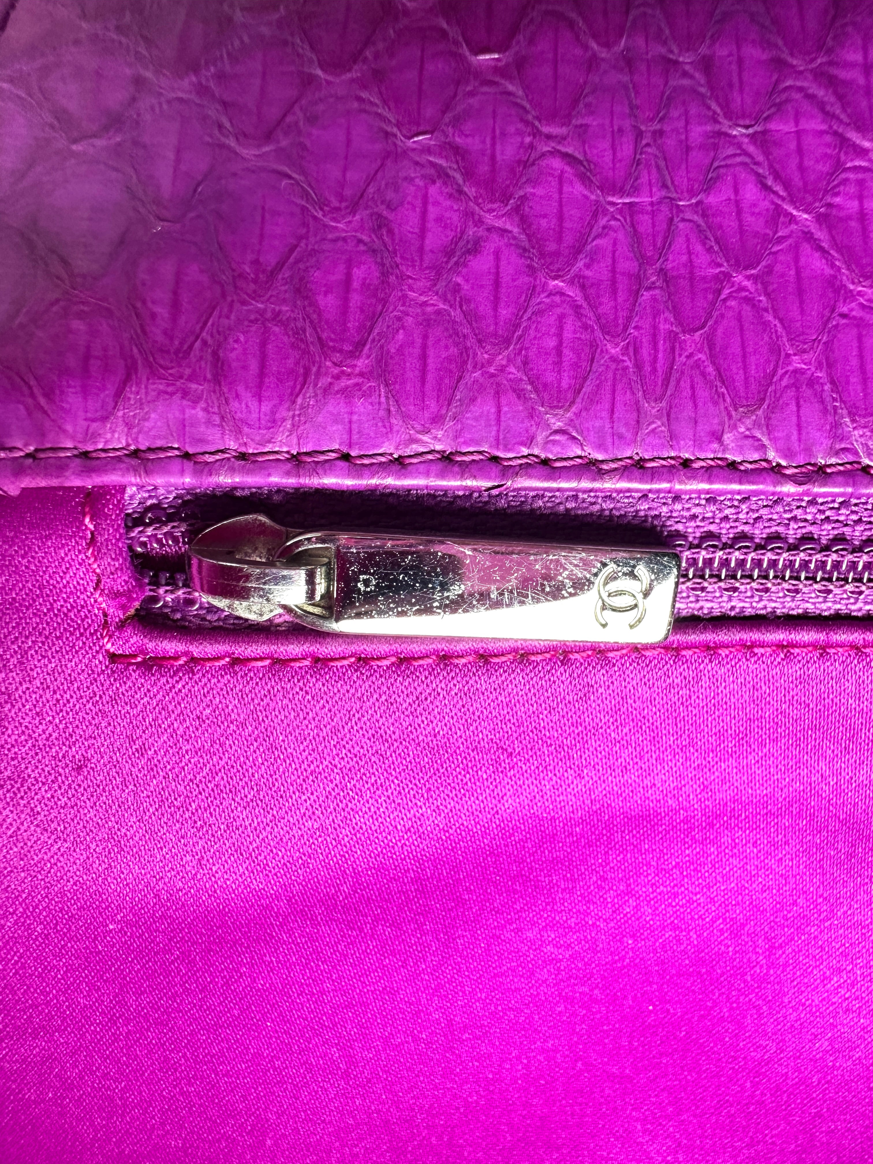 Chanel Classic Flap Purple Python Leather Top Handle Shoulder Bag(20***31) CC2554