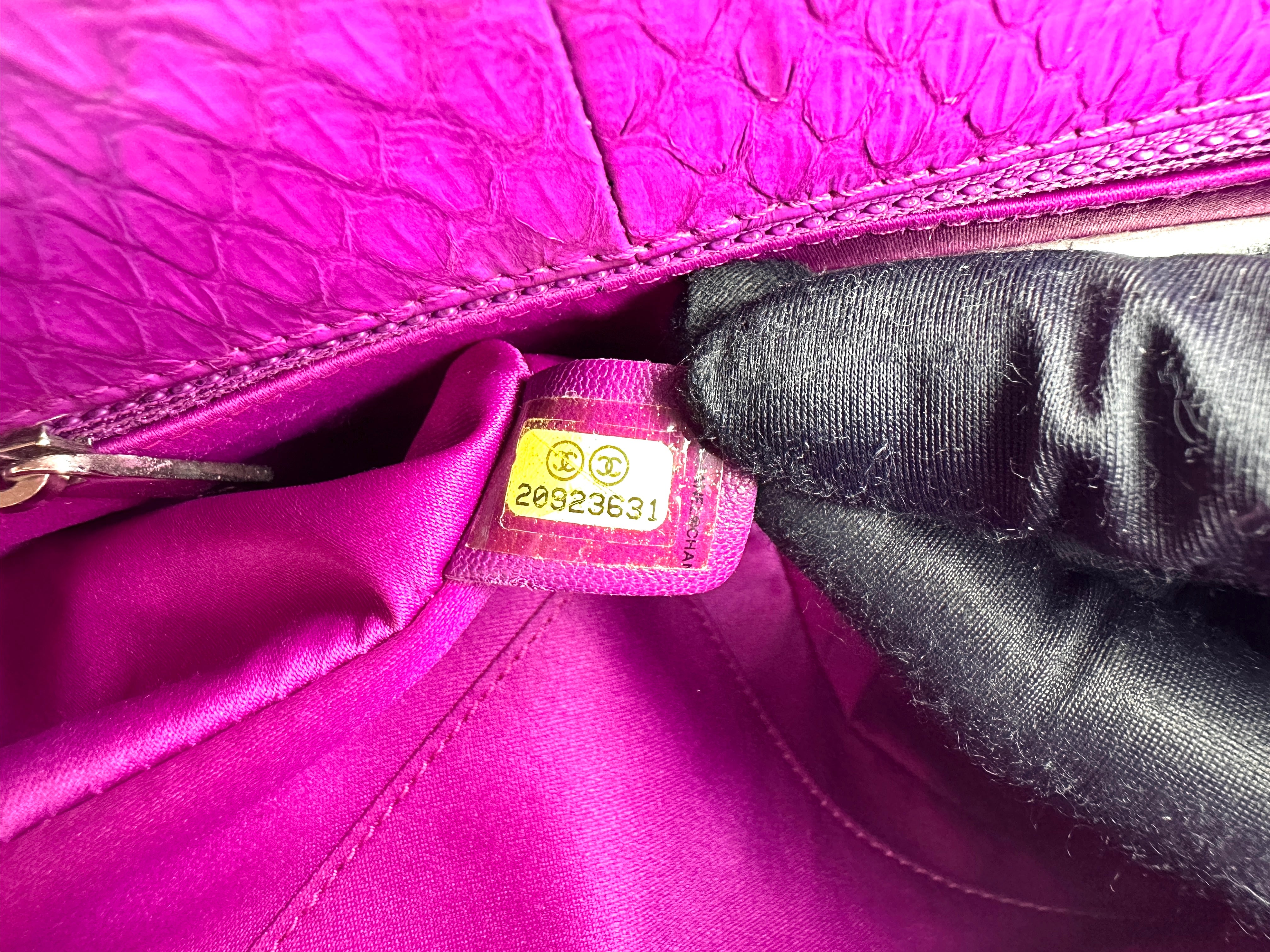 Chanel Classic Flap Purple Python Leather Top Handle Shoulder Bag(20***31) CC2554