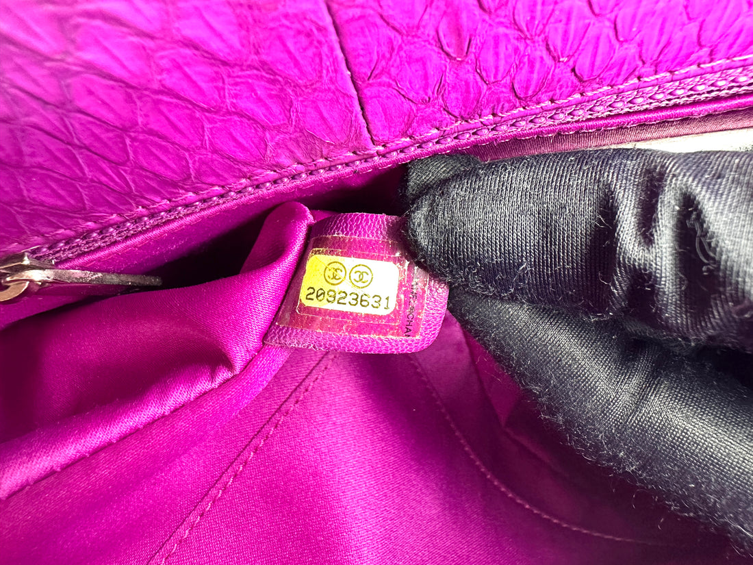 Chanel Classic Flap Purple Python Leather Top Handle Shoulder Bag(20***31) CC2554