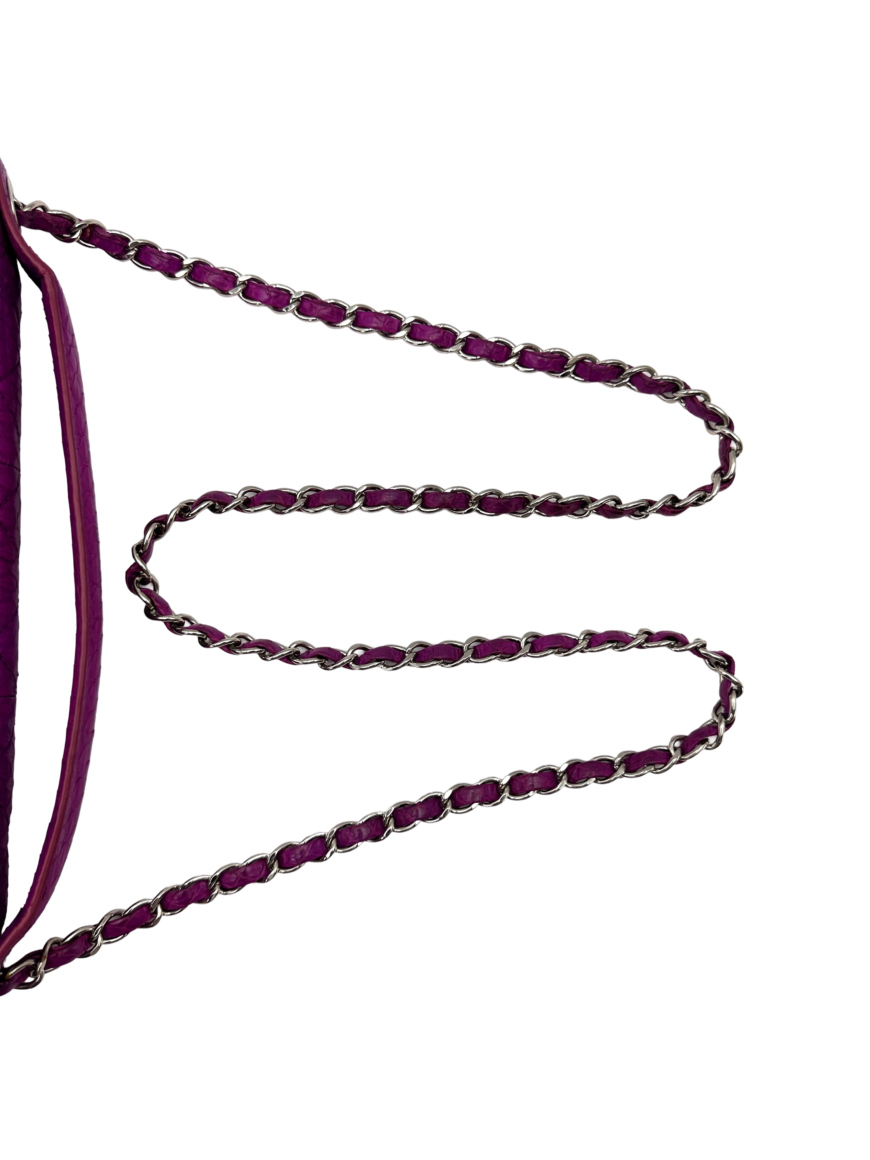 Chanel Classic Flap Purple Python Leather Top Handle Shoulder Bag(20***31) CC2554