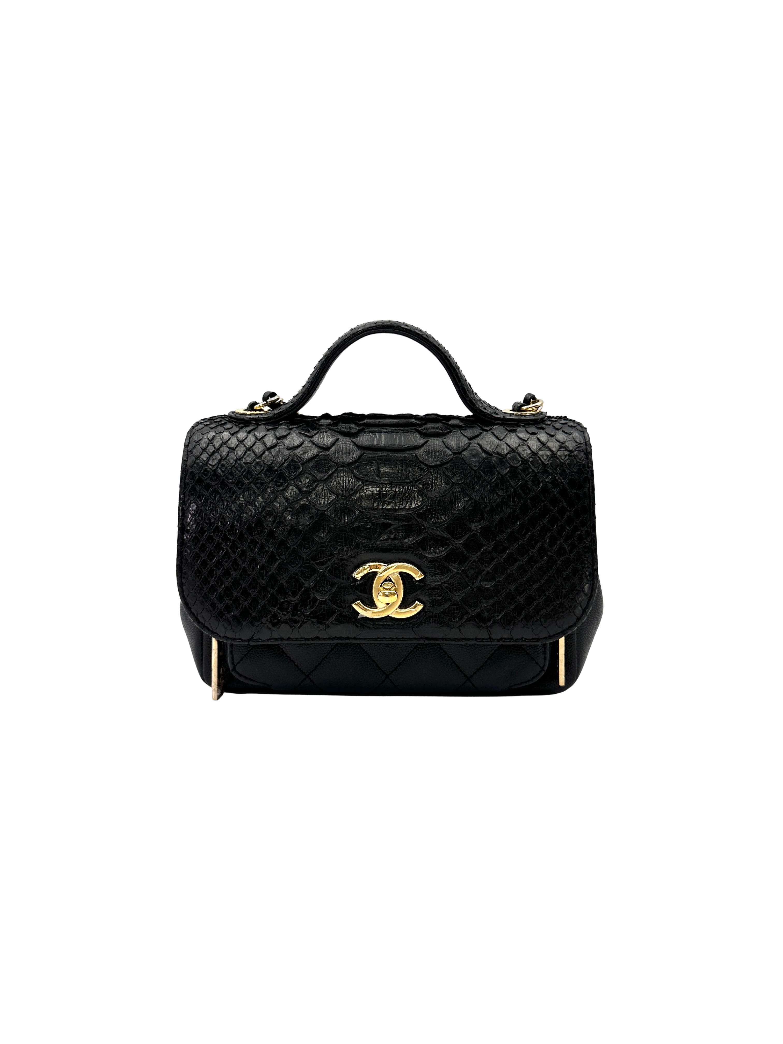 Chanel Black Python Leather Business Affinity Top Handle Bag(26***95) CC2555