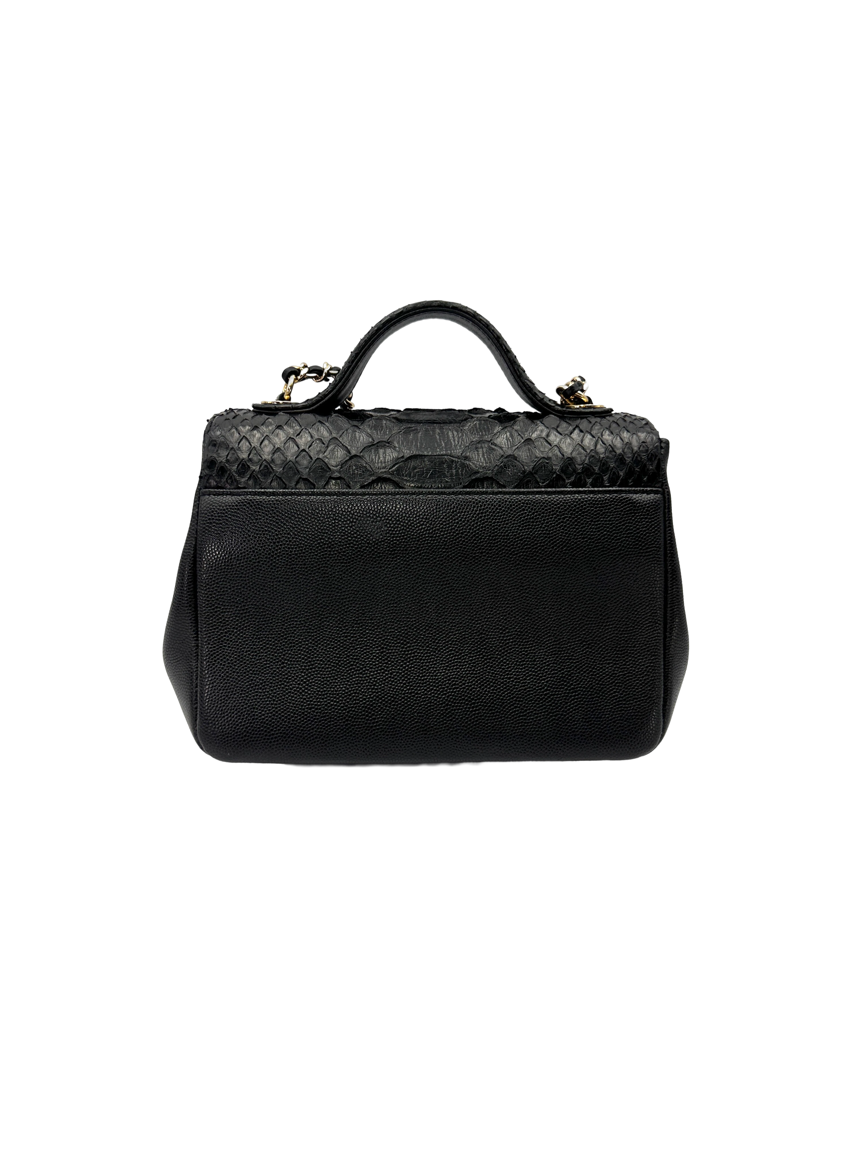 Chanel Black Python Leather Business Affinity Top Handle Bag(26***95) CC2555