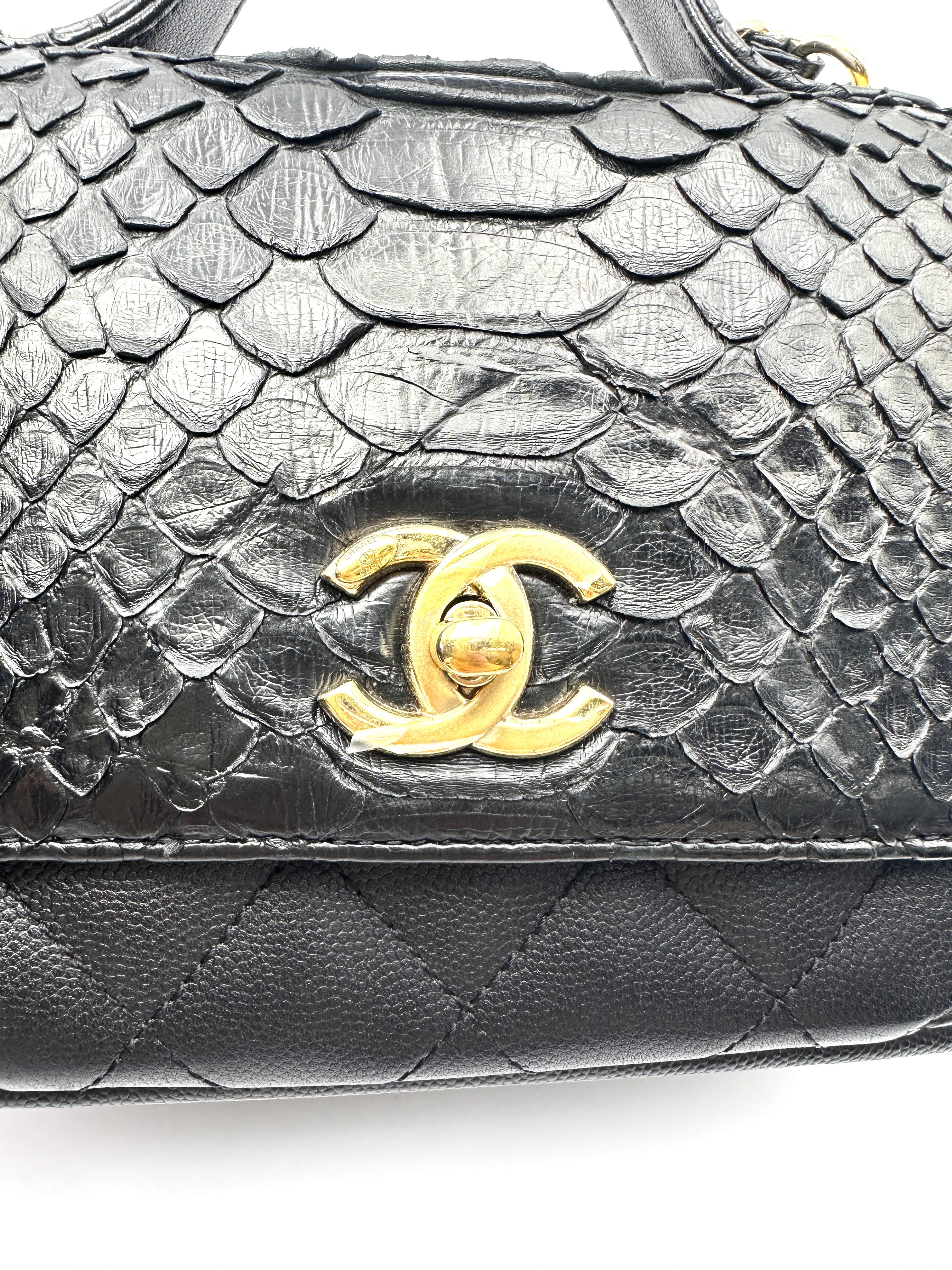 Chanel Black Python Leather Business Affinity Top Handle Bag(26***95) CC2555
