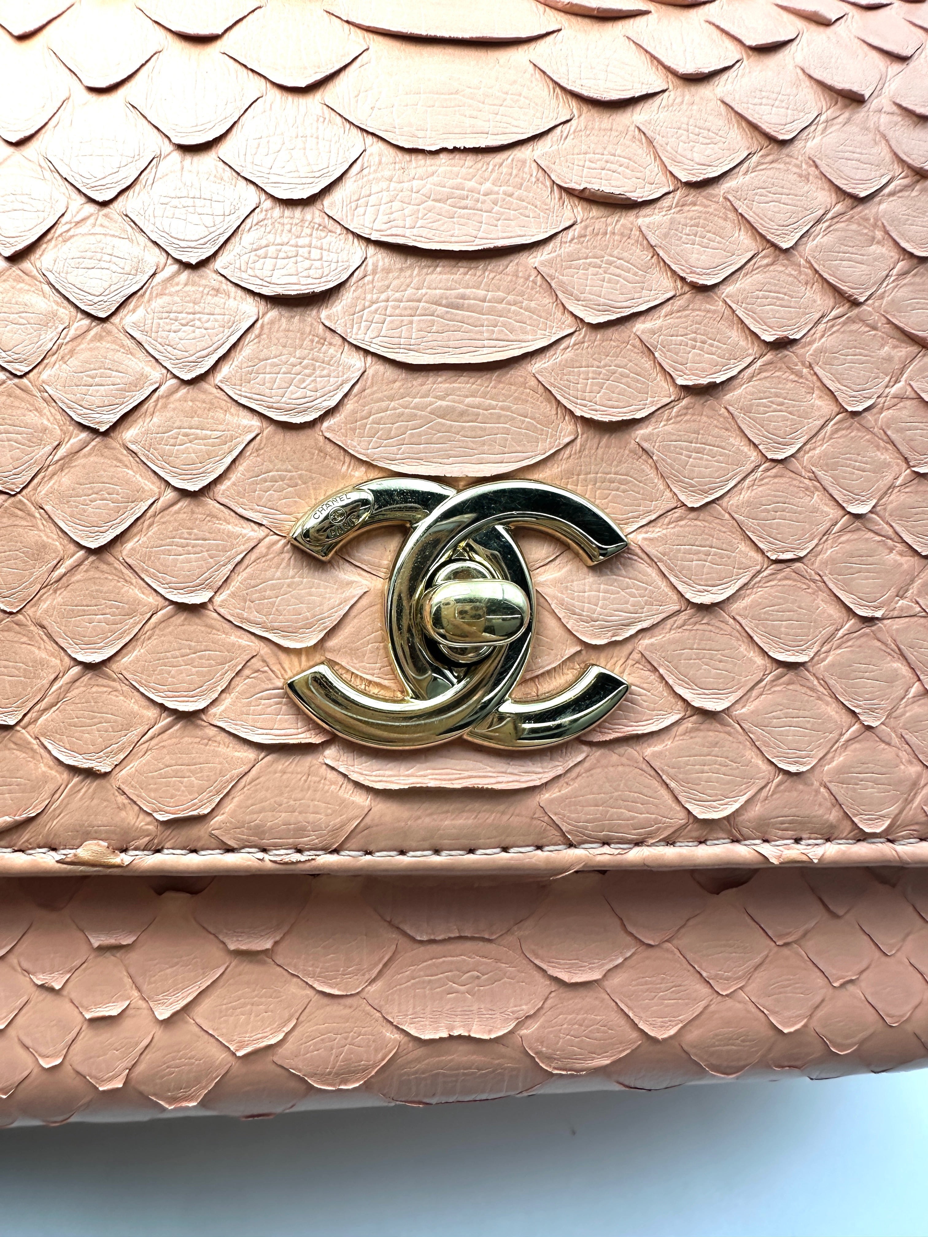 Chanel Pink Python Leather Business Affinity Top Handle Bag(27***25) CC2552