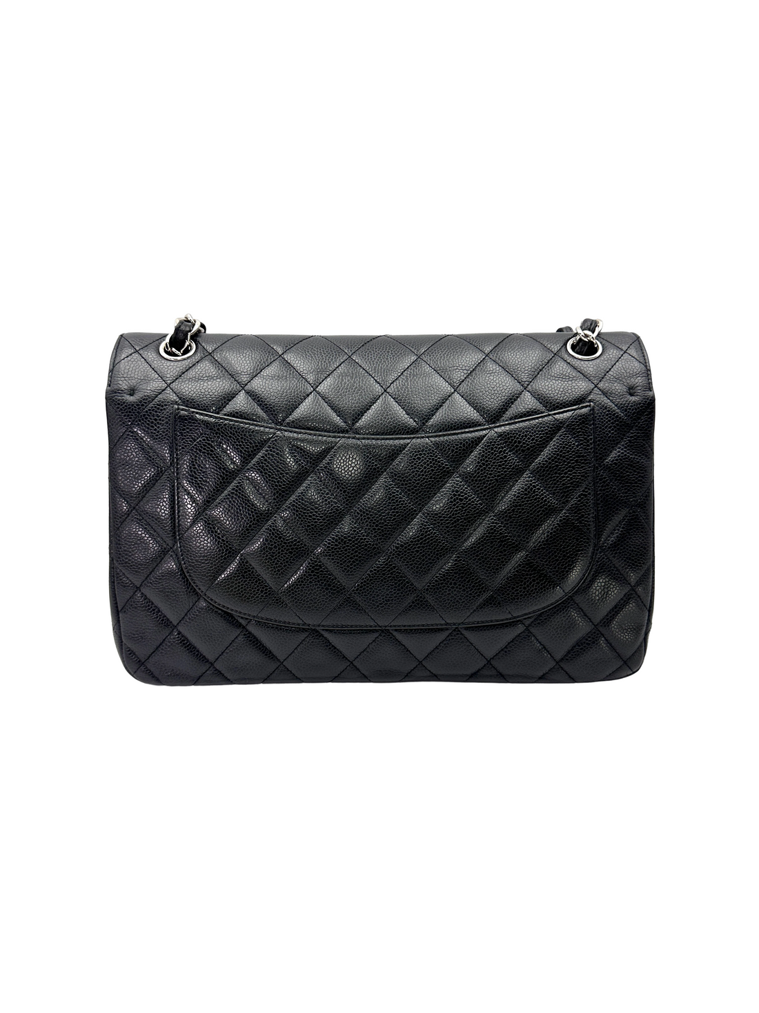 Chanel Classic Flap Black Quilted Leather Jumbo Shoulder Bag With Silver Buckle(19***29) CC2539