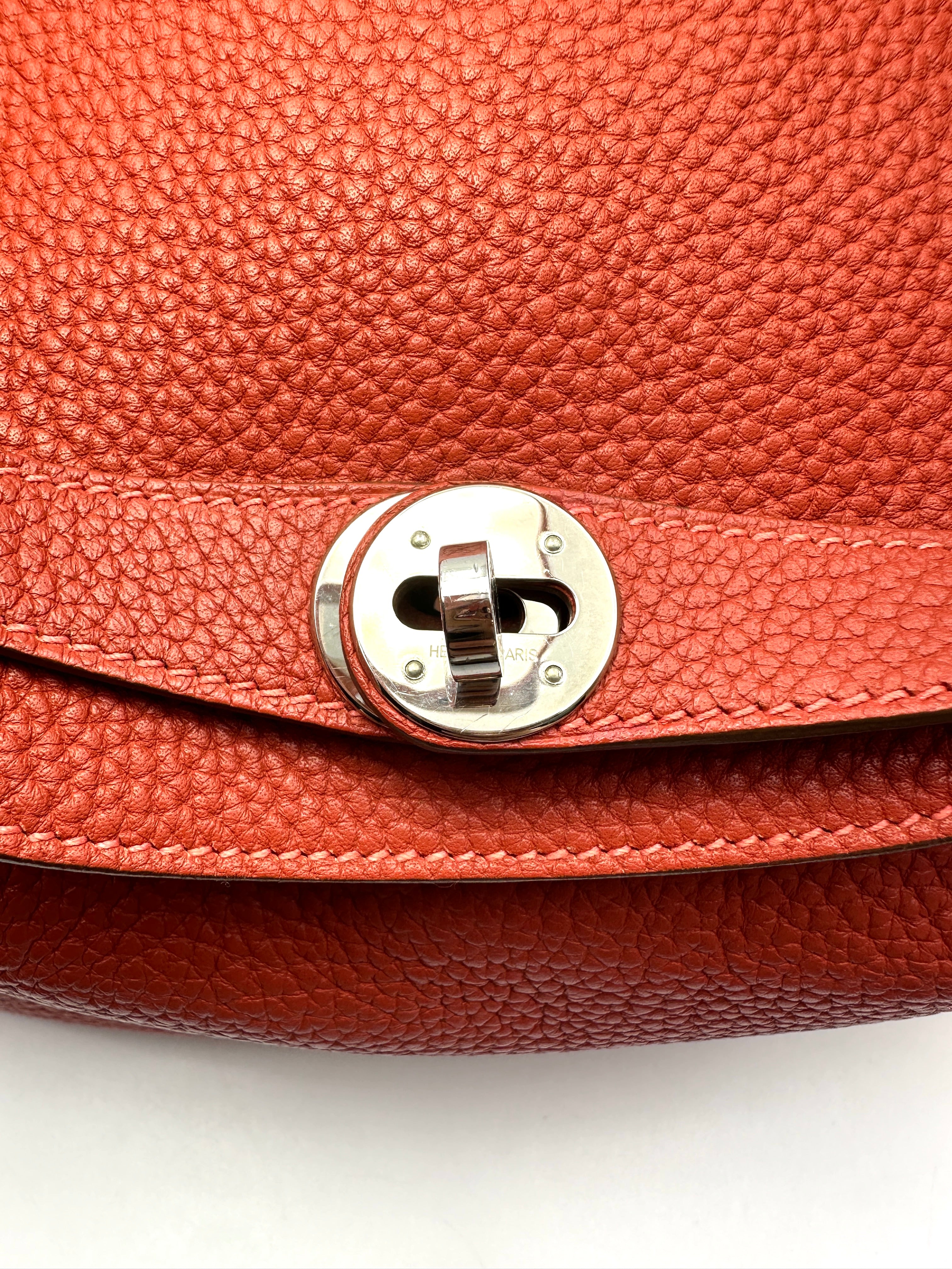 Hermes Lindy34 Red Leather Handle Bag HR179
