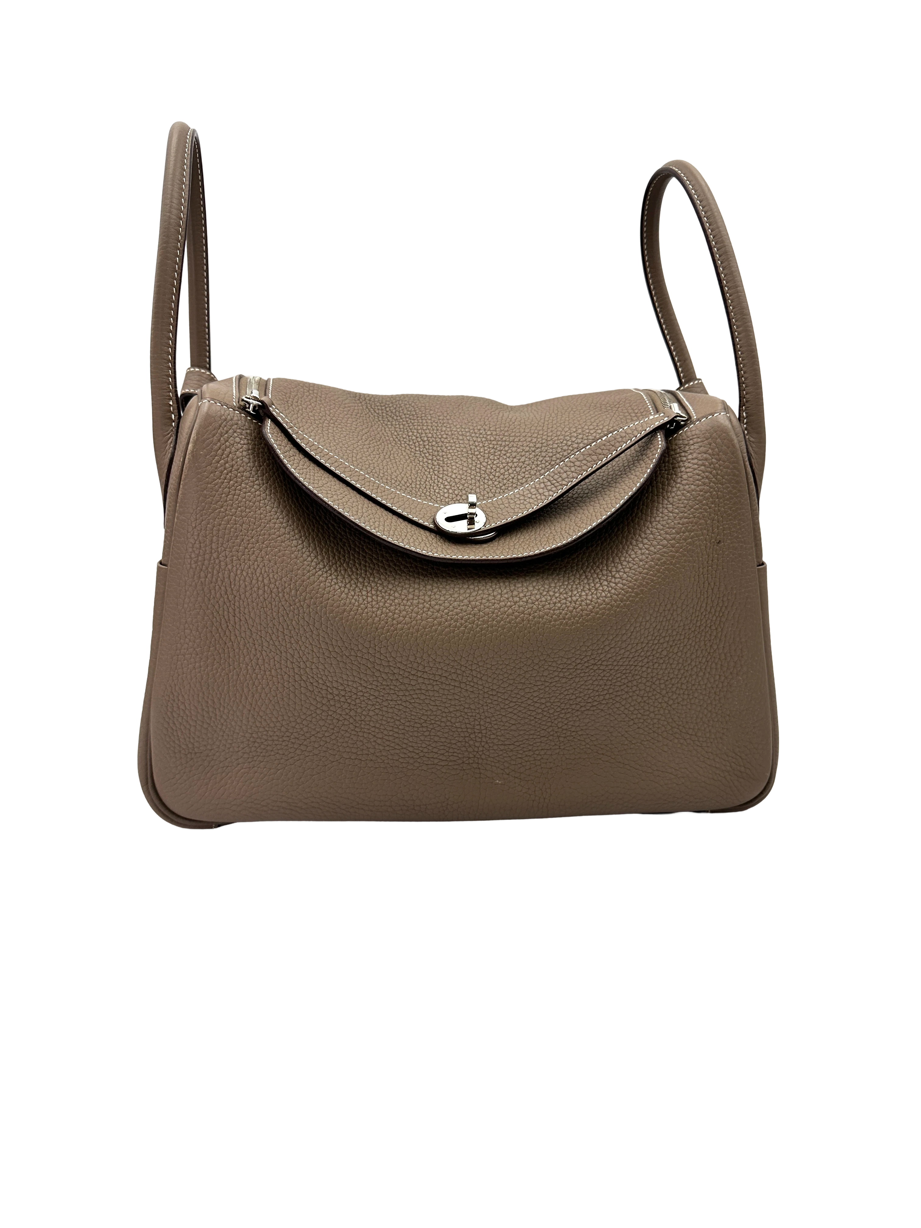 Hermes Lindy34 Grey Leather Handle Bag HR180
