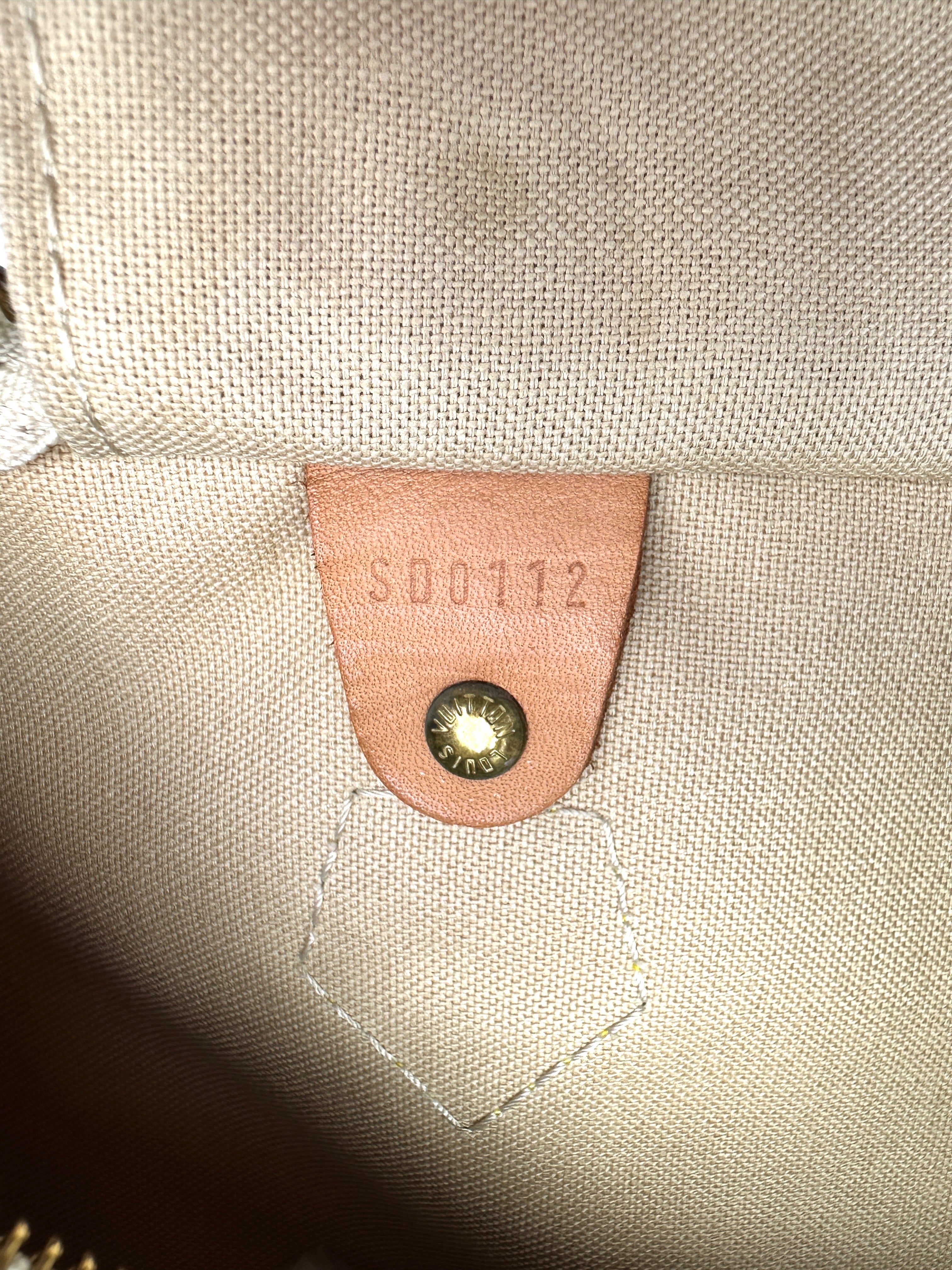 Louis Vuitton Speedy30 White Damier Ebene Handle Bag LV3317