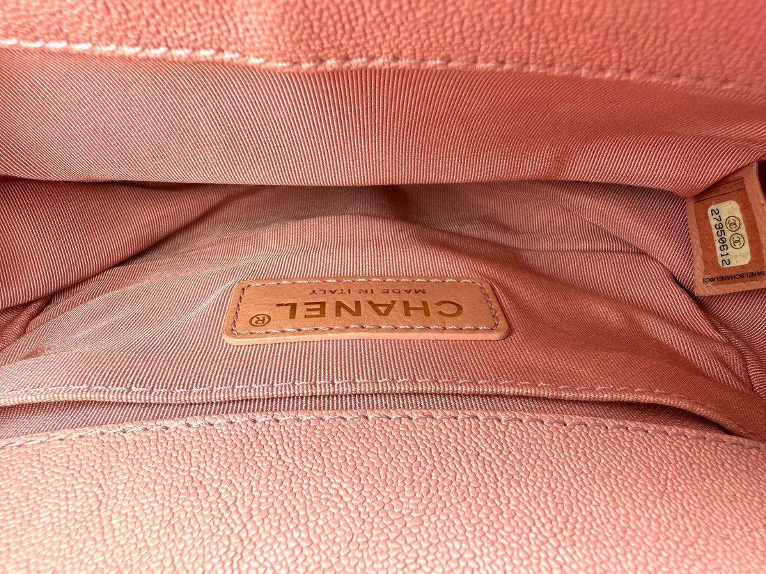 Chanel LeBoy Pink Chevron Quilted Leather Flap Bag With Gold Buckle(27***12) CC2544