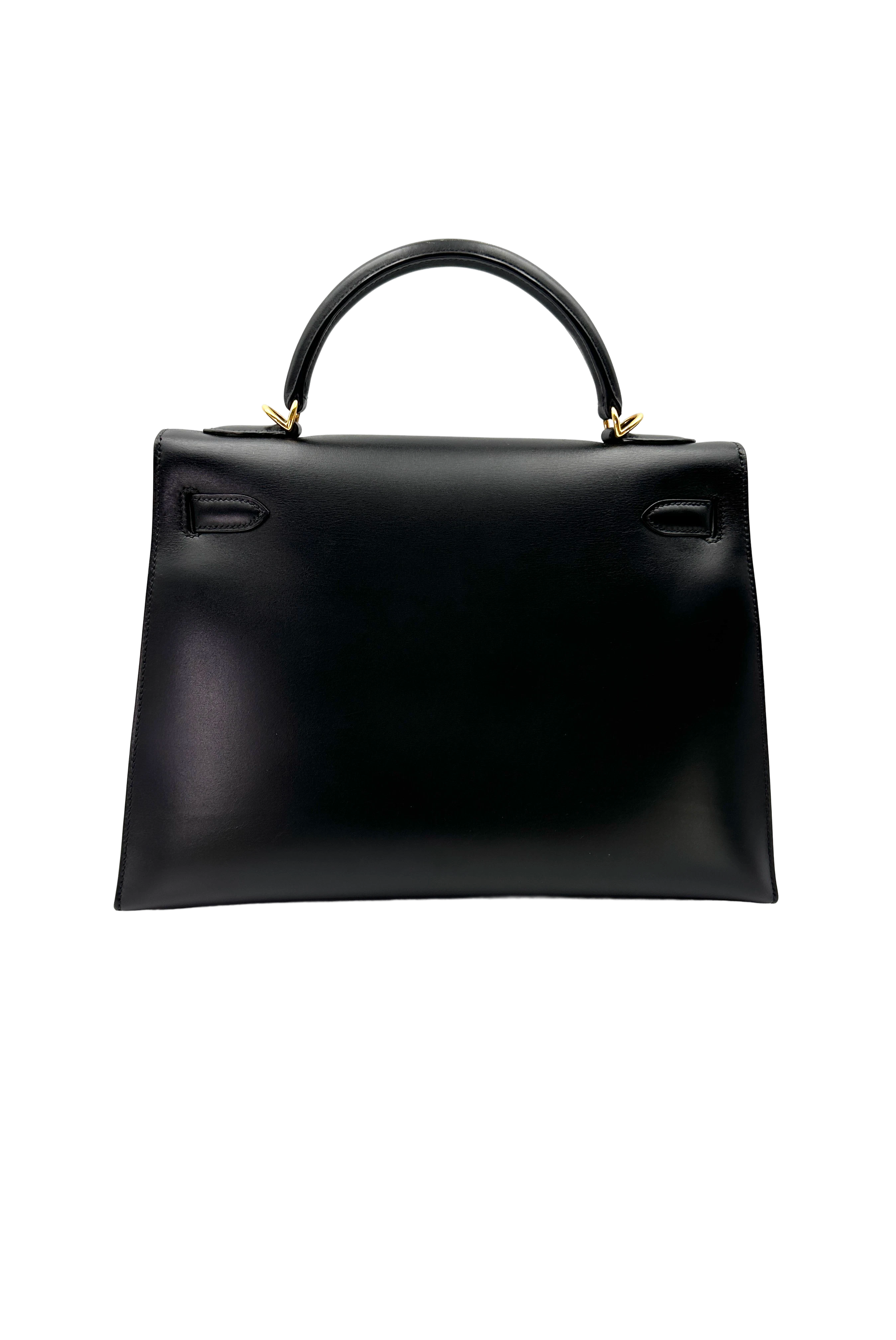 Hermes Kelly32 Black Leather Handle Bag HR181