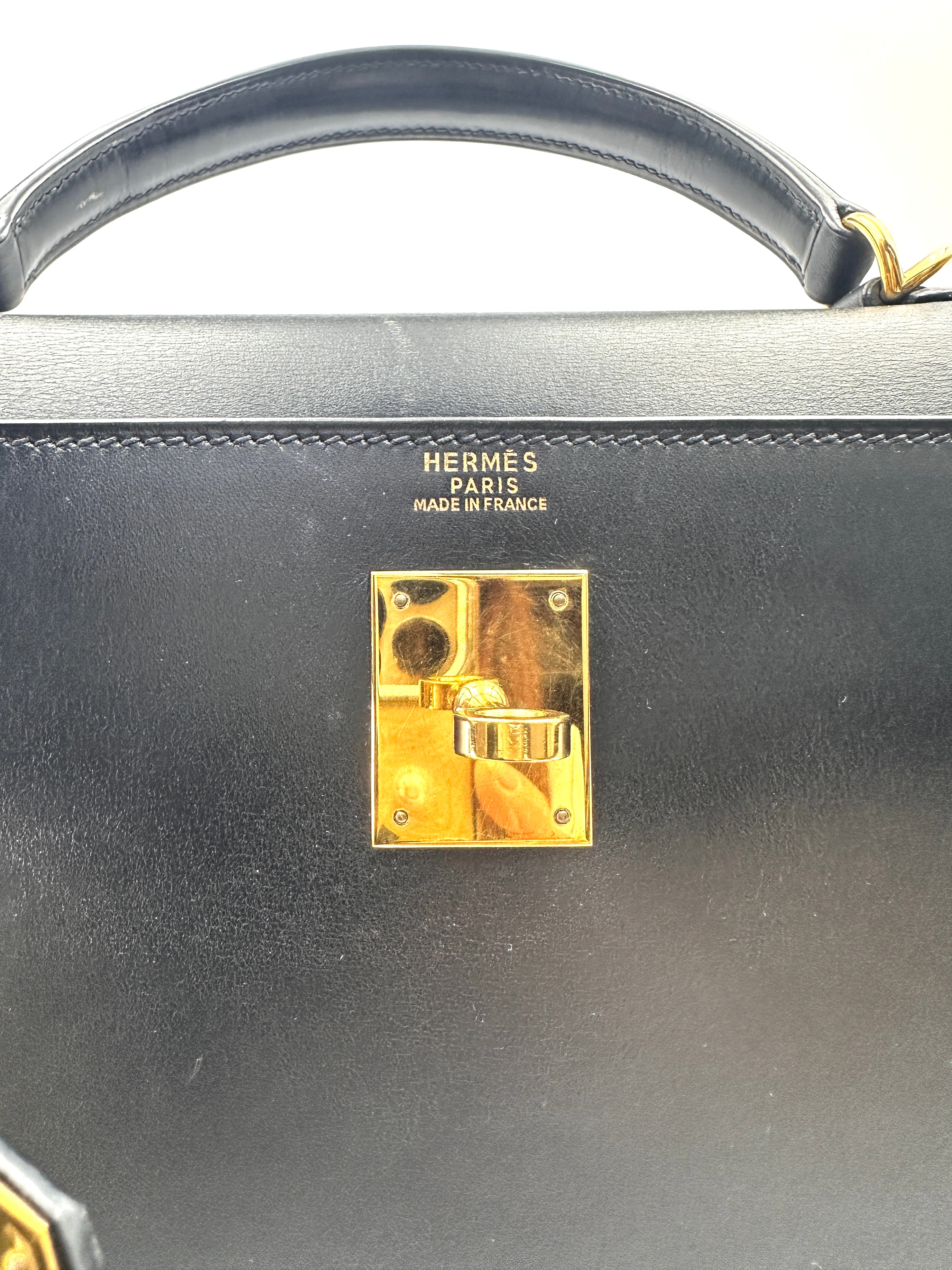 Hermes Kelly32 Black Leather Handle Bag HR181