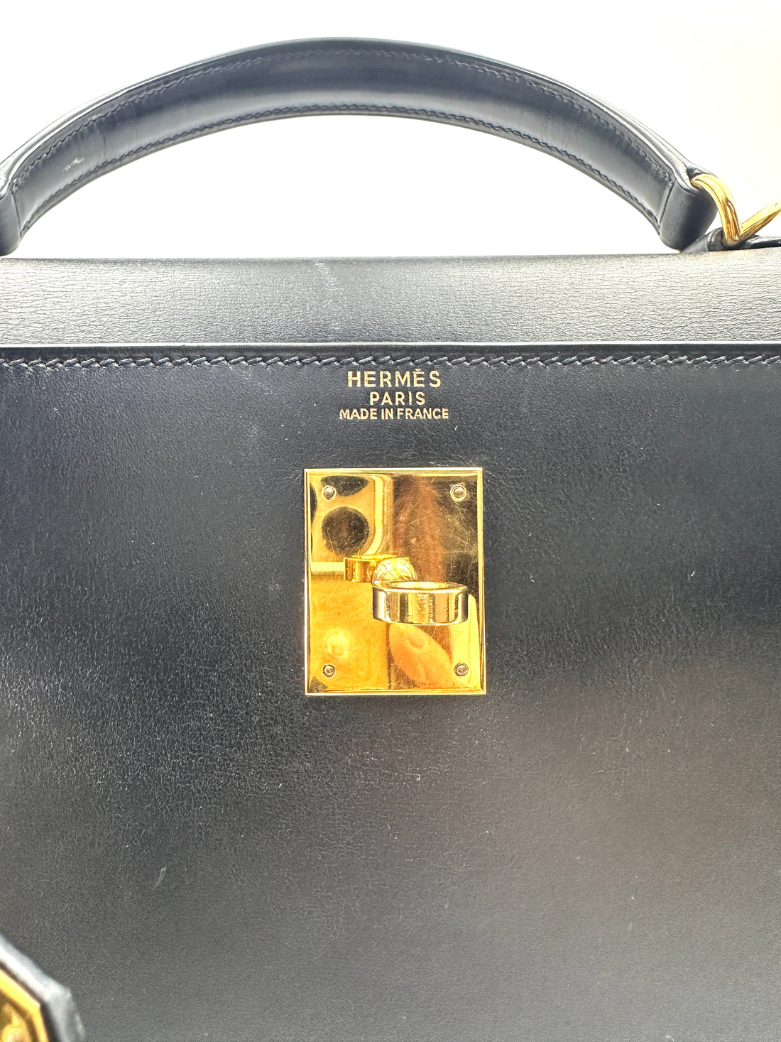 Hermes Kelly32 Black Leather Handle Bag HR181