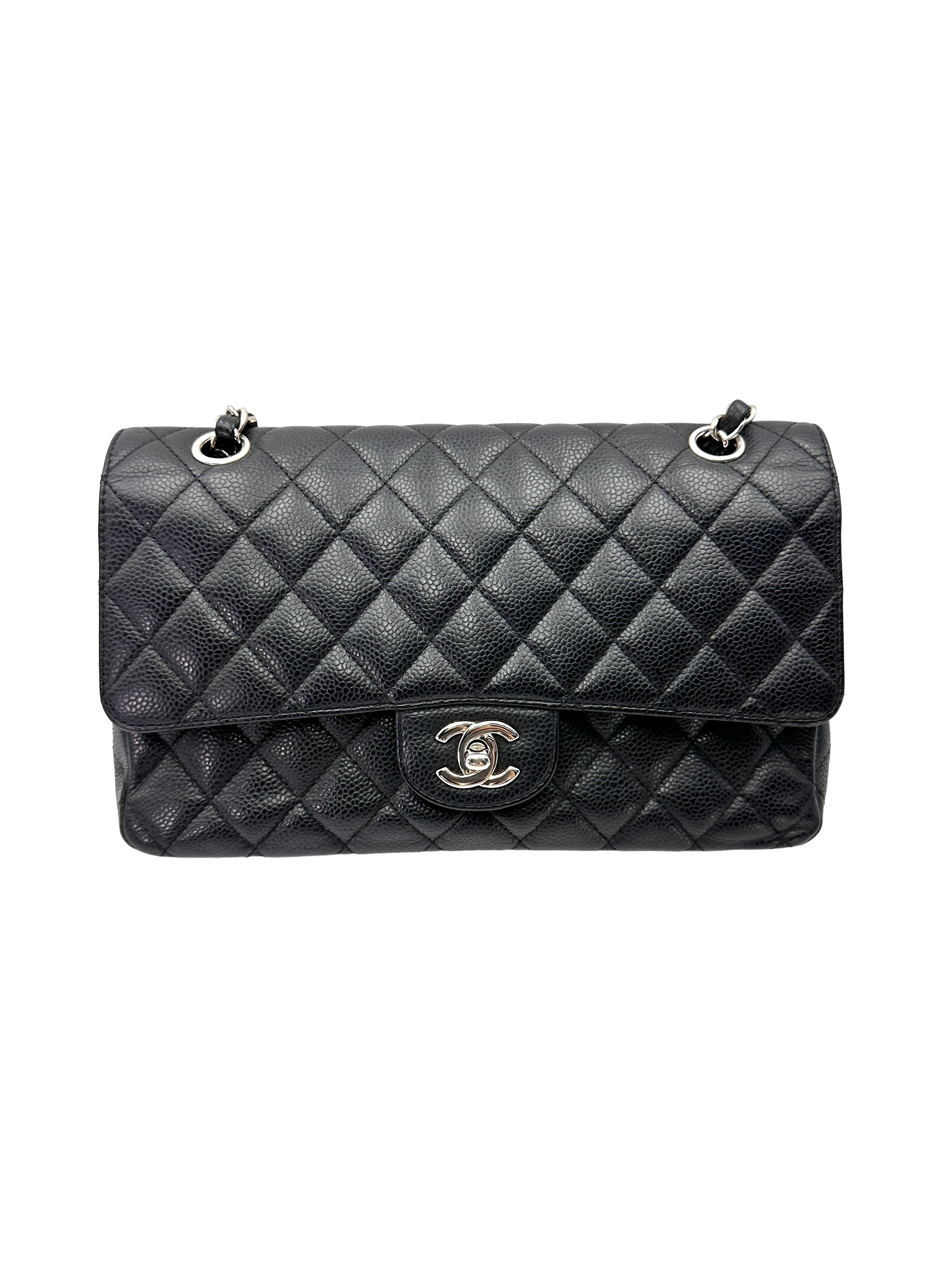 Chanel Classic Flap Black Quilted Leather Shoulder Bag With Silver Buckle(13***53) CC2540