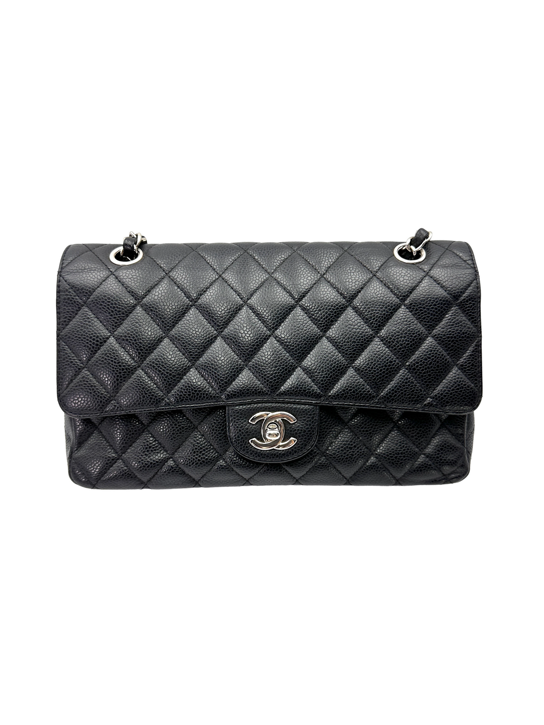 Chanel Classic Flap Black Quilted Leather Shoulder Bag With Silver Buckle(13***53) CC2540