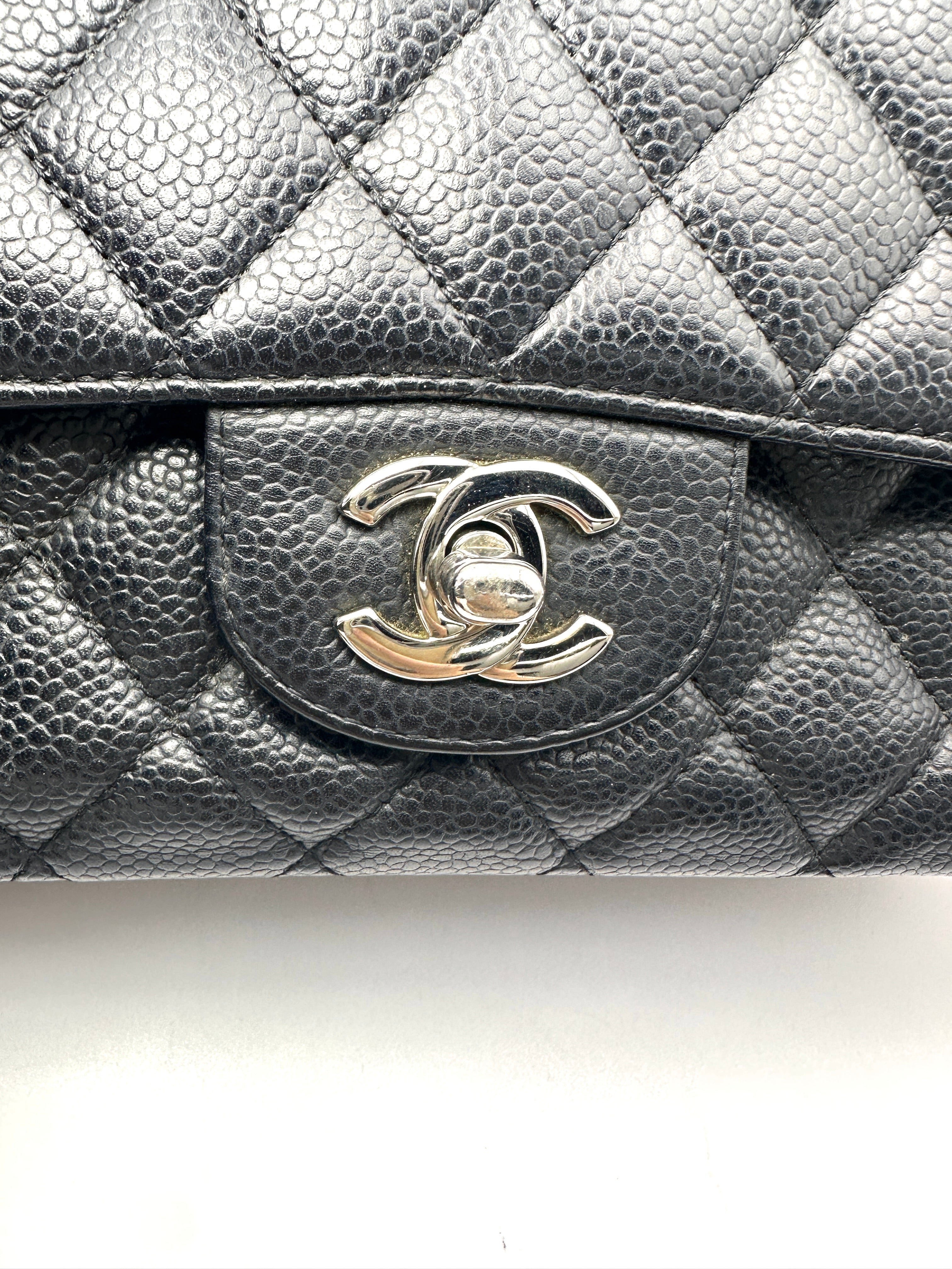 Chanel Classic Flap Black Quilted Leather Shoulder Bag With Silver Buckle(13***53) CC2540