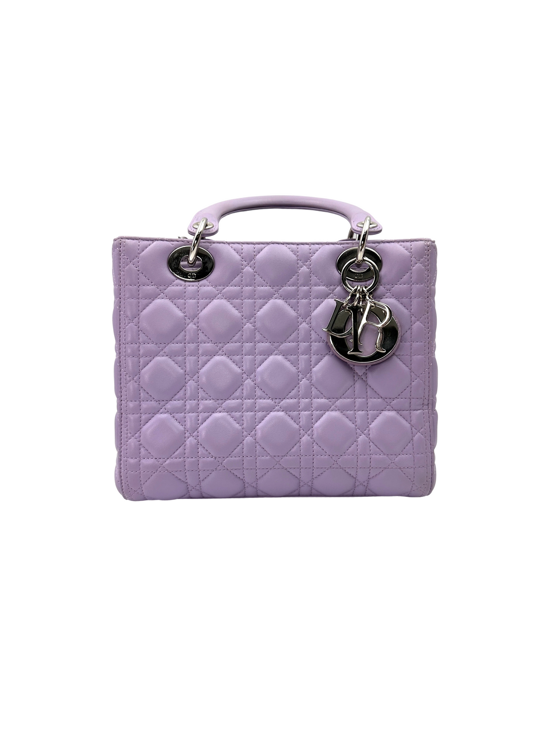 Christian Dior Lady Dior Purple Cannage Leather Handle Bag DR924
