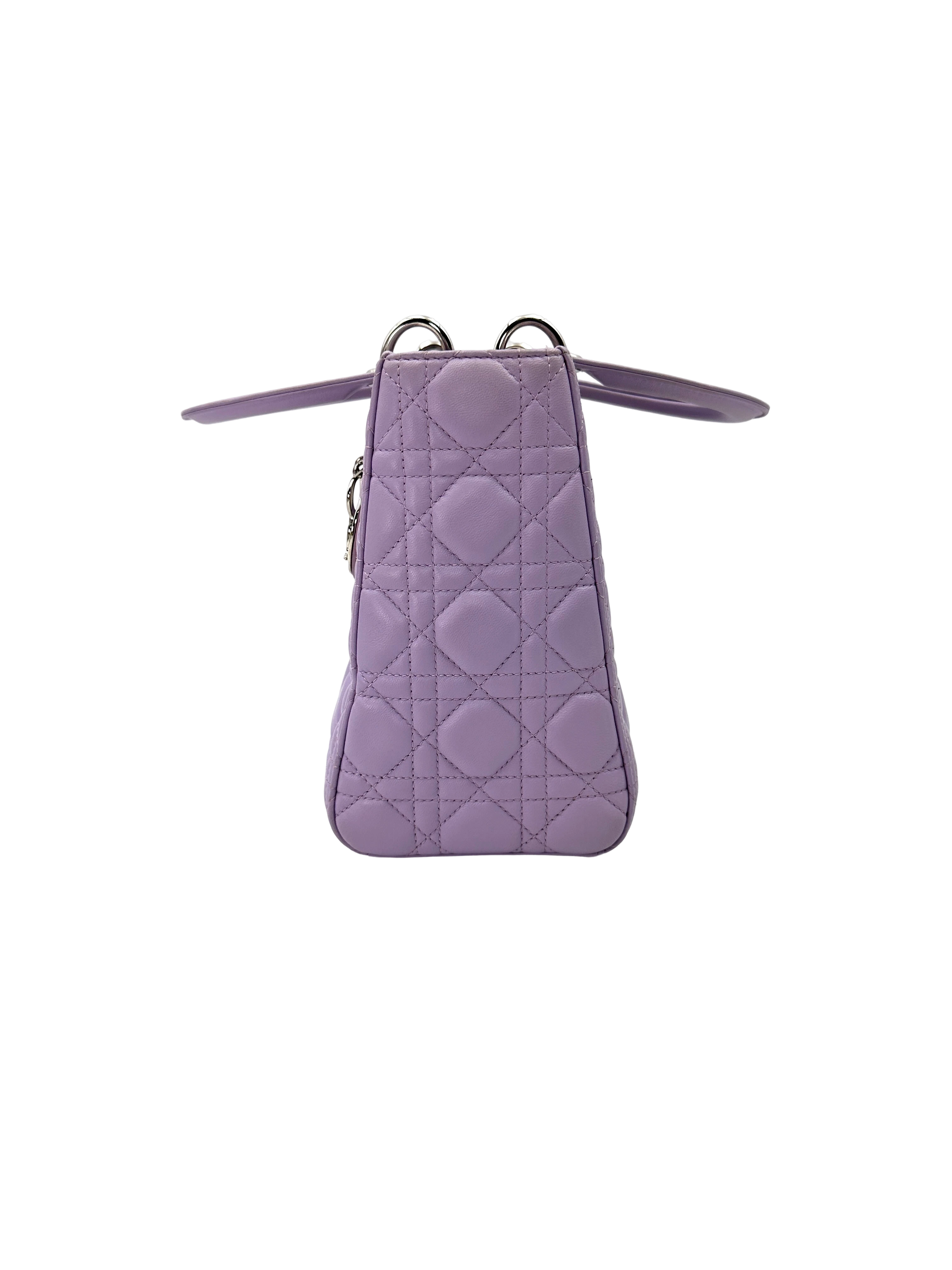 Christian Dior Lady Dior Purple Cannage Leather Handle Bag DR924