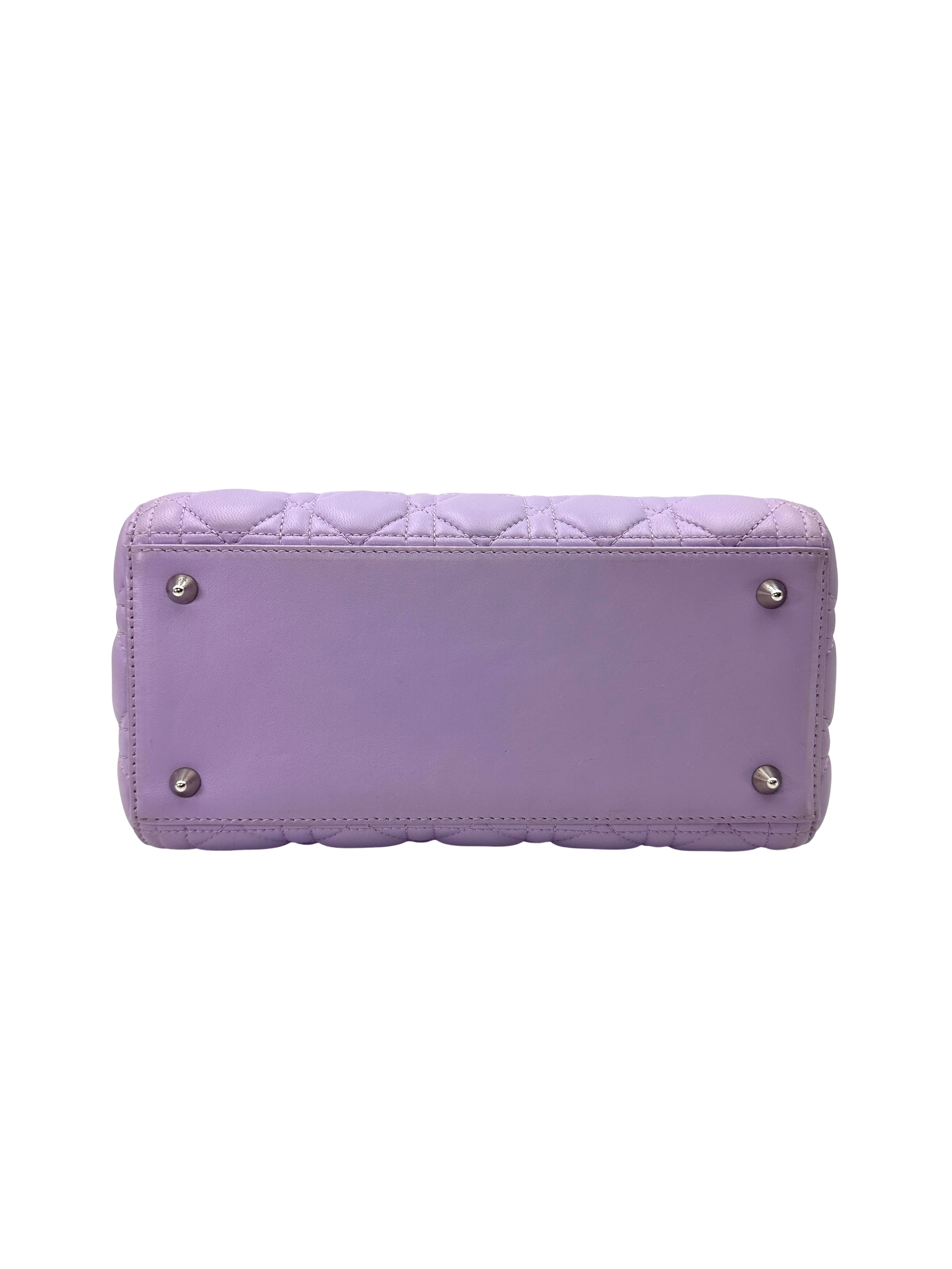 Christian Dior Lady Dior Purple Cannage Leather Handle Bag DR924