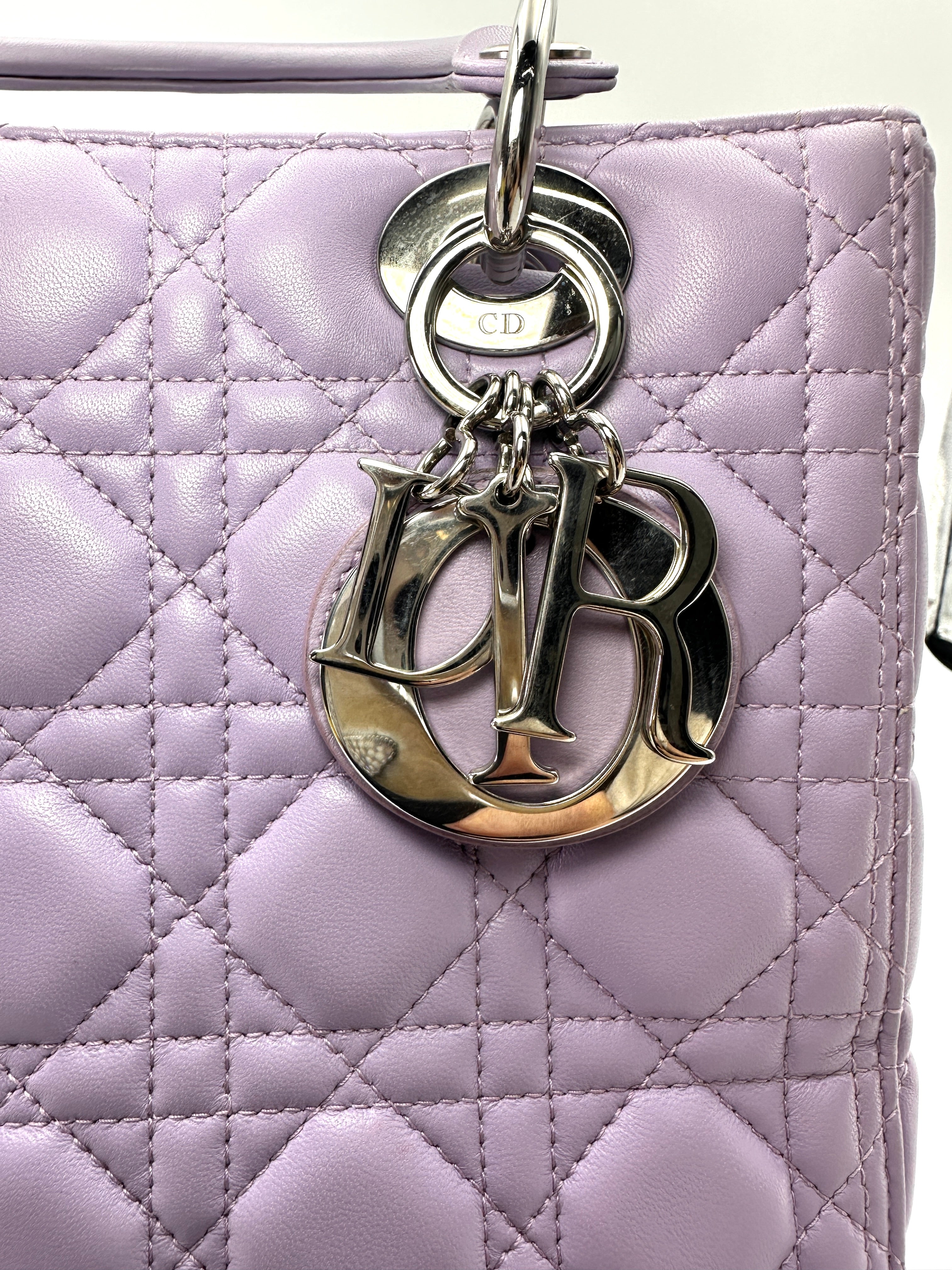 Christian Dior Lady Dior Purple Cannage Leather Handle Bag DR924