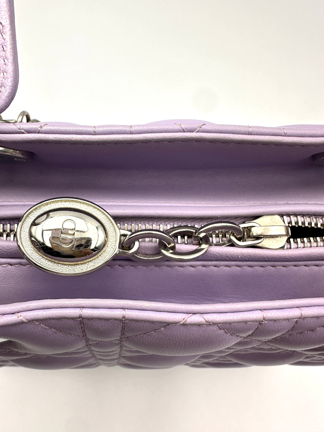 Christian Dior Lady Dior Purple Cannage Leather Handle Bag DR924