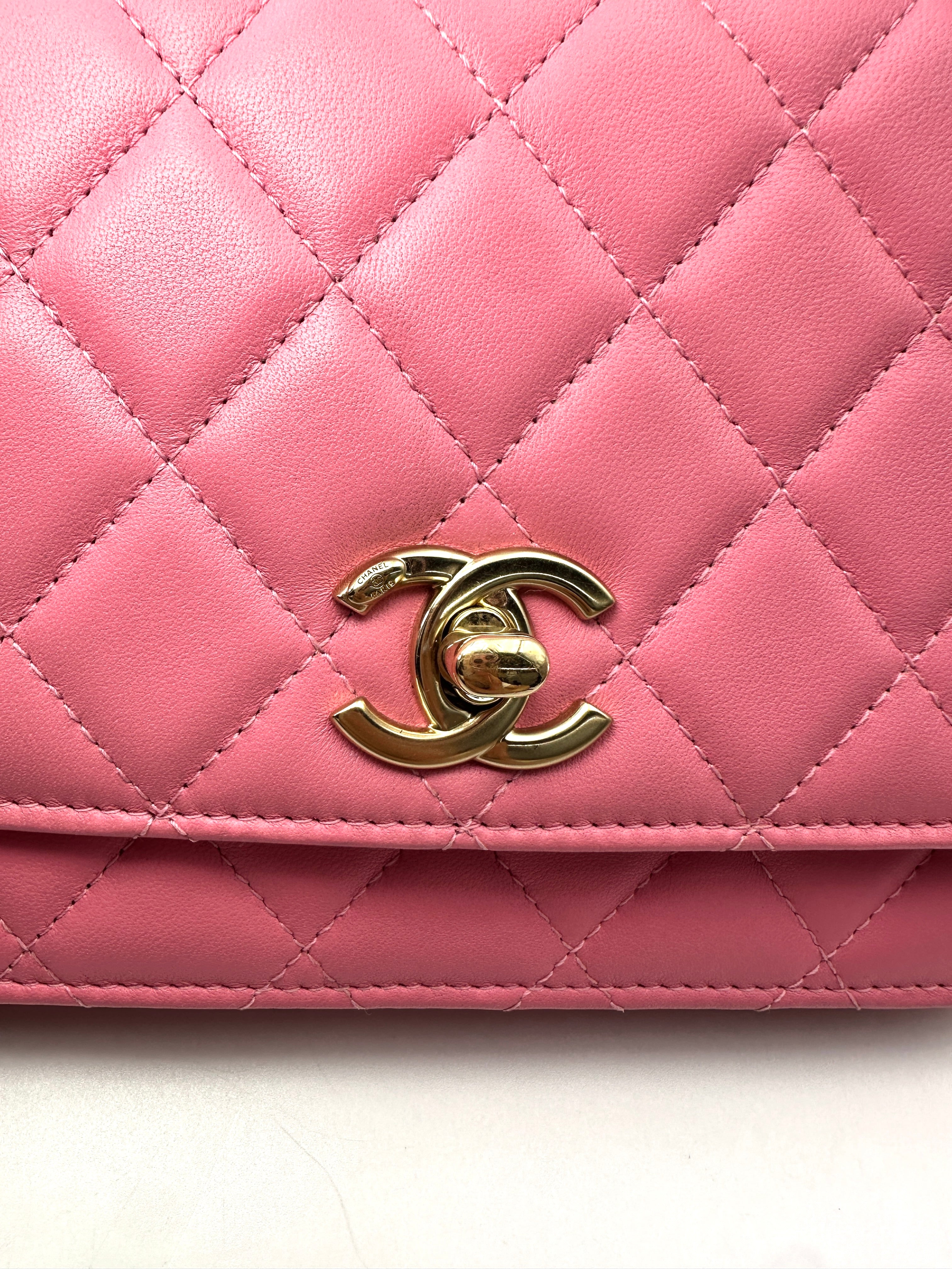 Chanel Trendy Pink Quilted Leather Wallet On Chain(29***71) CC2541