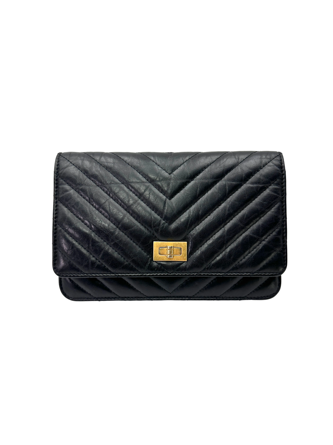 Chanel 2.55 Reissue Black Quilted Leather Wallet On Chain(28***45) CC2542