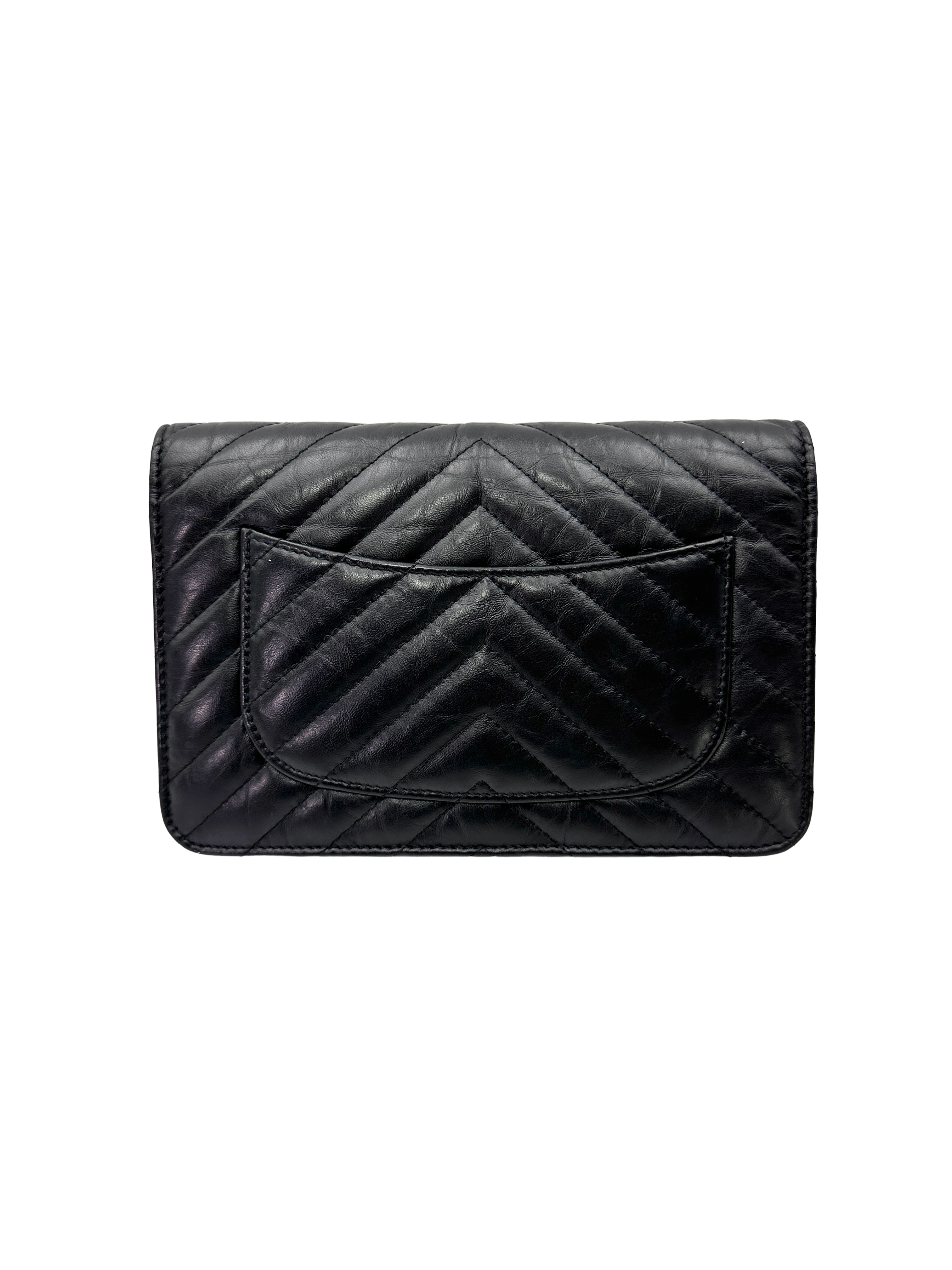 Chanel 2.55 Reissue Black Quilted Leather Wallet On Chain(28***45) CC2542