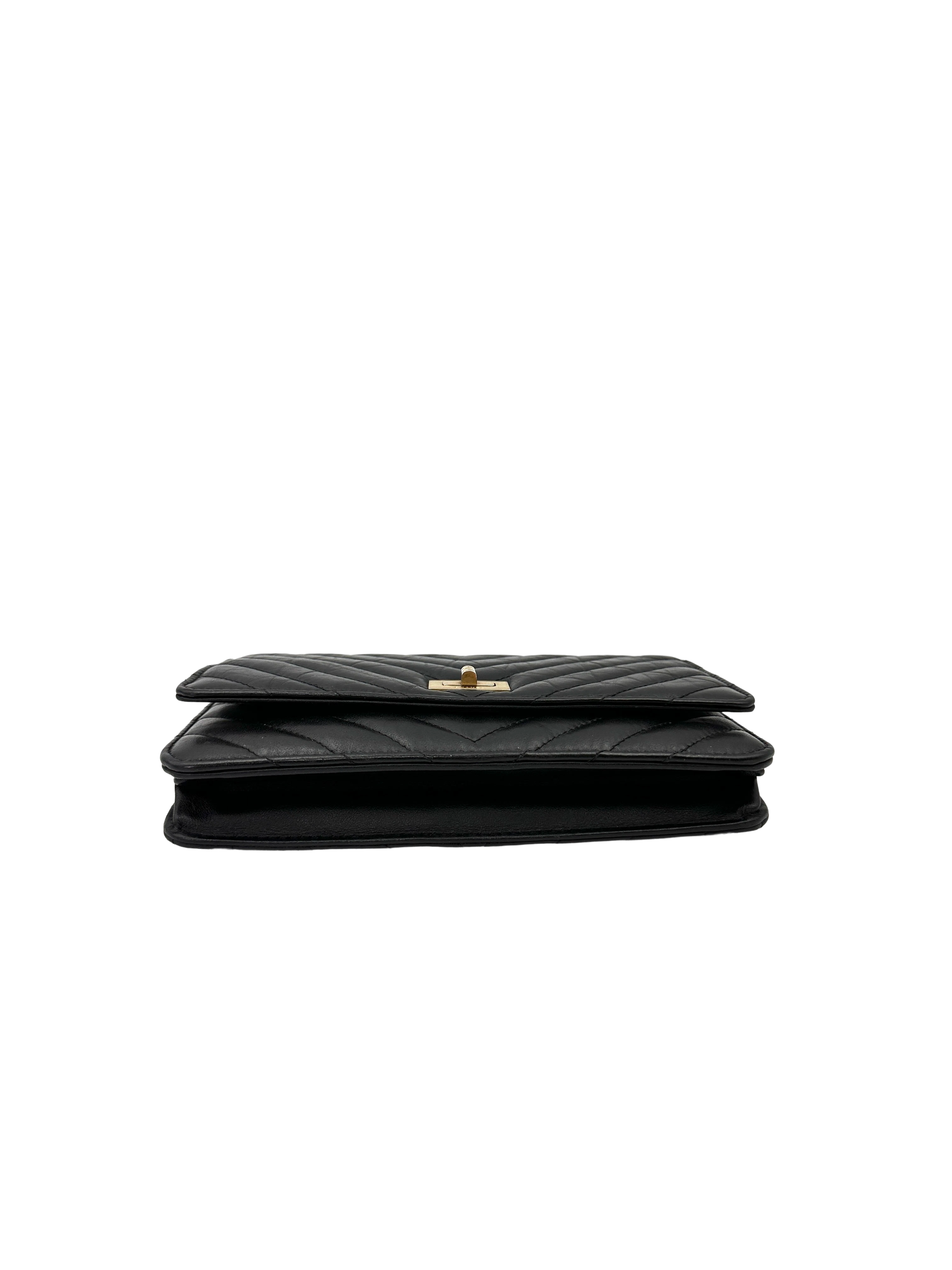 Chanel 2.55 Reissue Black Quilted Leather Wallet On Chain(28***45) CC2542